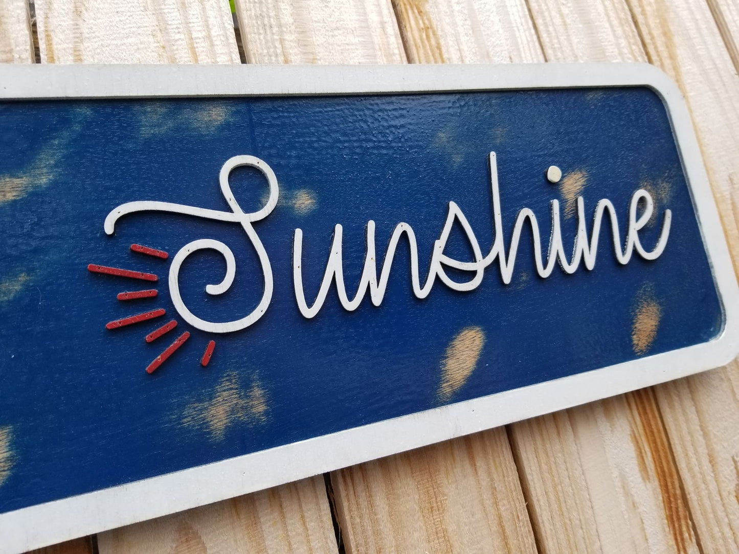 Bonfires and Sunshine Raised Text Wood Sign Camping Rustic Red White Blue Handmade 3D Patriotic Summer Outdoors Porch Sign Garden Fire