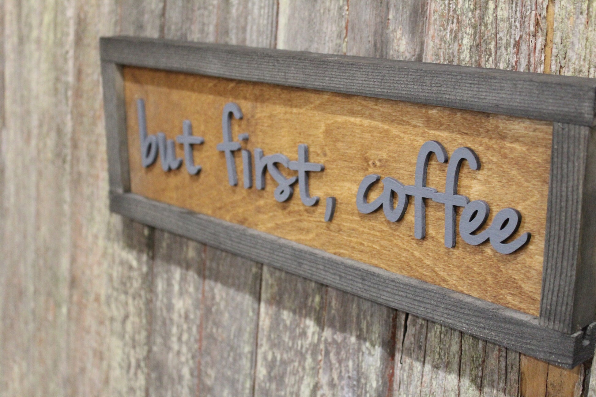 But First Coffee Wood Sign 3D Raised Text Coffee Bar Decoration Wall Art Wood Farmhouse Rustic Primitive Simple Wall Decoration Phrase