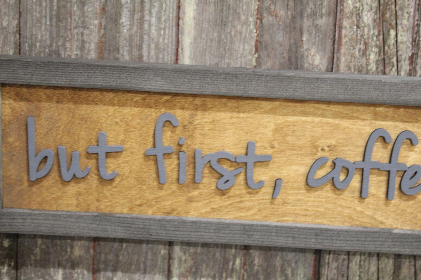 But First Coffee Wood Sign 3D Raised Text Coffee Bar Decoration Wall Art Wood Farmhouse Rustic Primitive Simple Wall Decoration Phrase