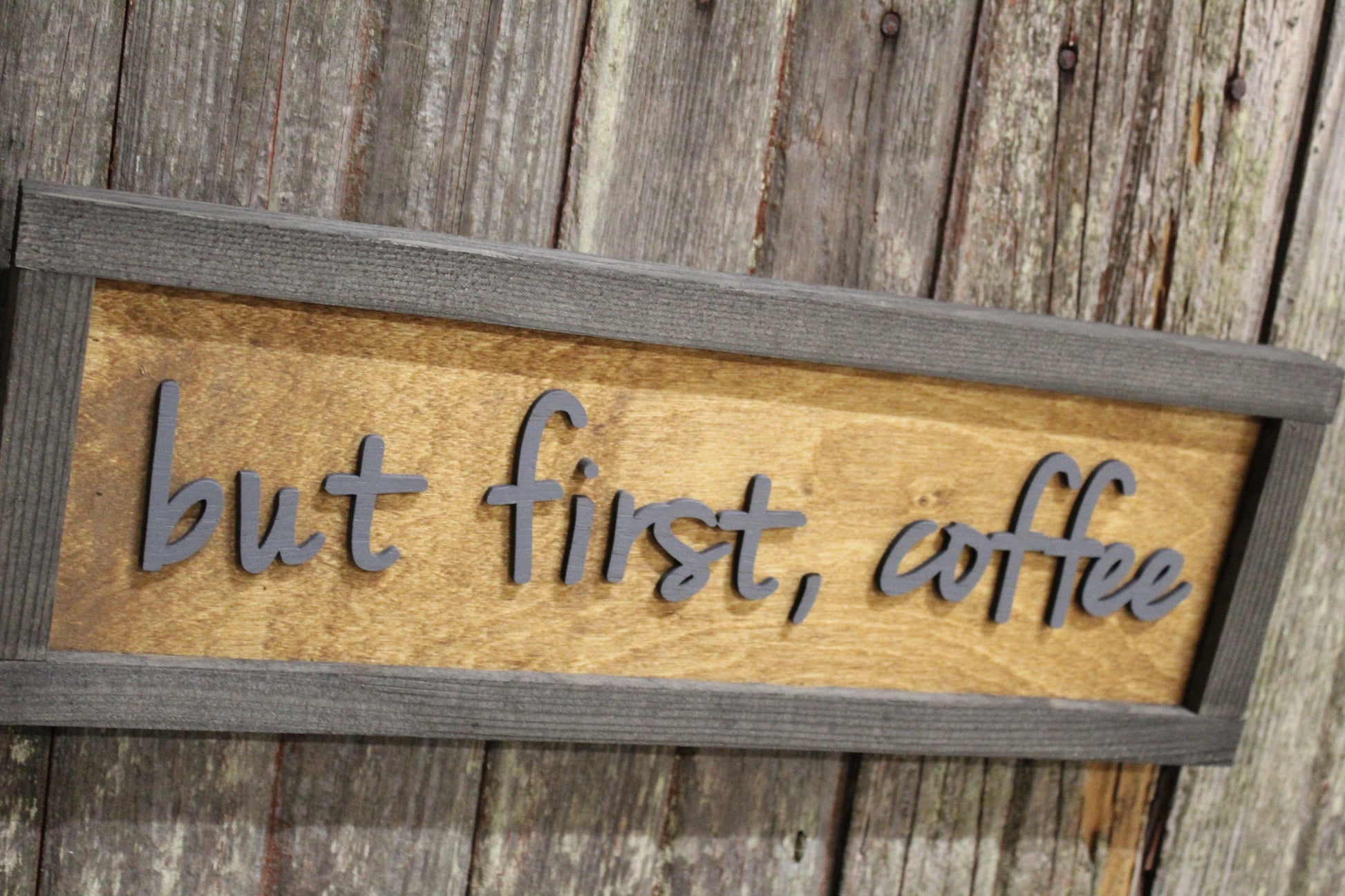 But First Coffee Wood Sign 3D Raised Text Coffee Bar Decoration Wall Art Wood Farmhouse Rustic Primitive Simple Wall Decoration Phrase