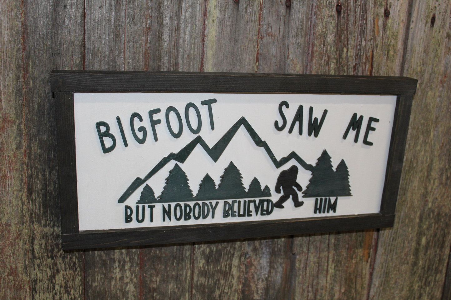 Bigfoot Saw Me But Nobody Believed Him Believer 3D Wood Sign Country Primitive Wall Hanging Decoration Mountains Joke Goofy Funny Rustic
