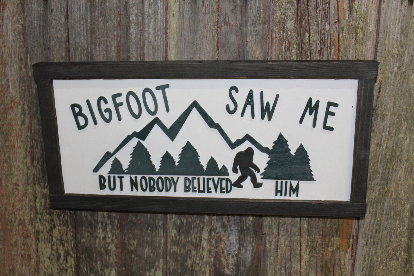 Bigfoot Saw Me But Nobody Believed Him Believer 3D Wood Sign Country Primitive Wall Hanging Decoration Mountains Joke Goofy Funny Rustic