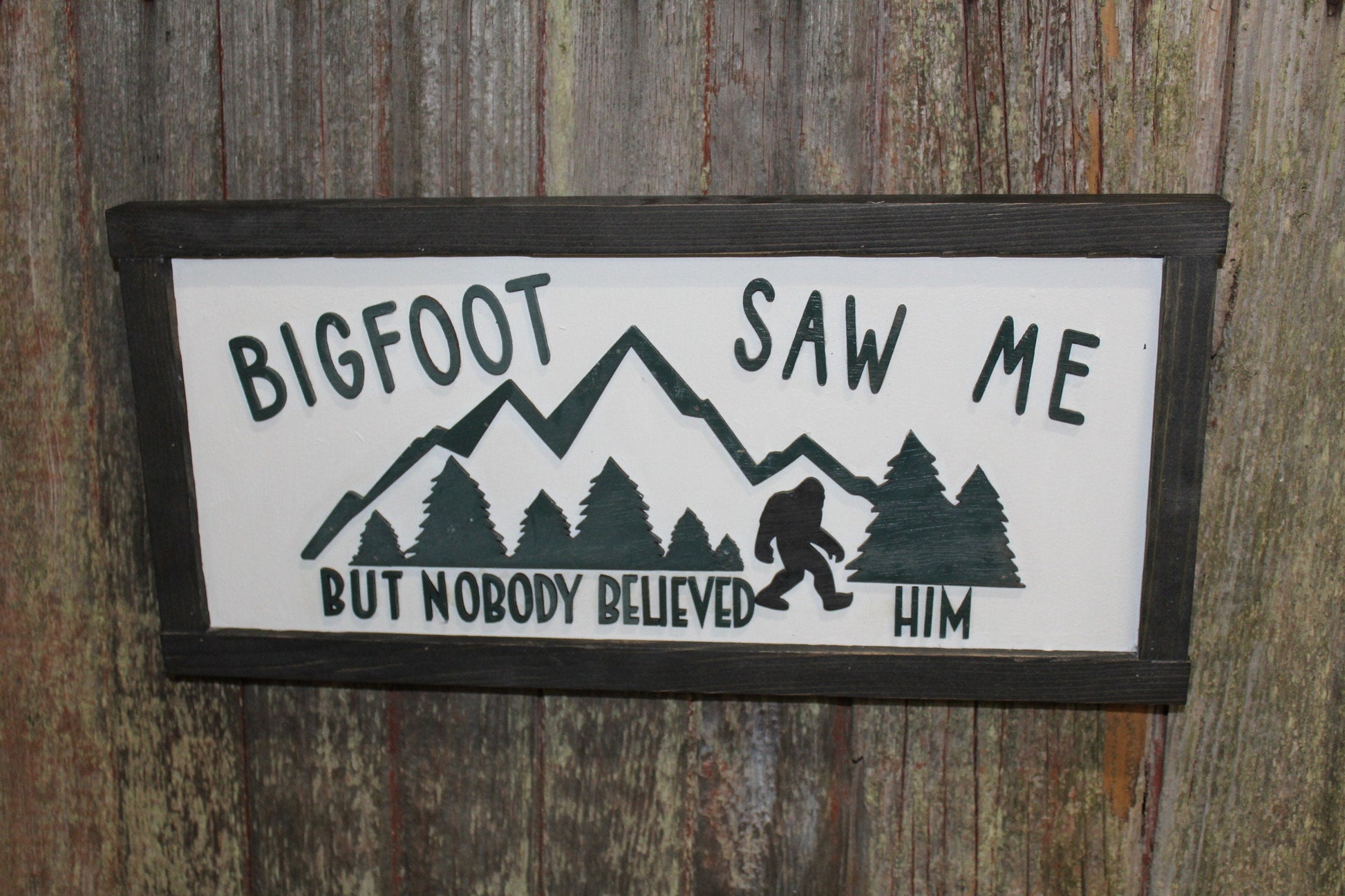 Bigfoot Saw Me But Nobody Believed Him Believer 3D Wood Sign Country Primitive Wall Hanging Decoration Mountains Joke Goofy Funny Rustic
