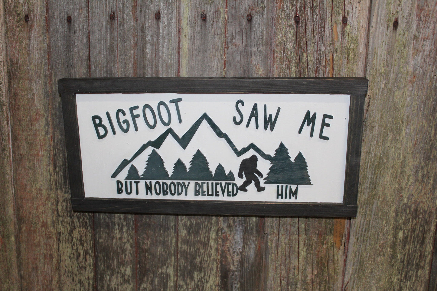 Bigfoot Saw Me But Nobody Believed Him Believer 3D Wood Sign Country Primitive Wall Hanging Decoration Mountains Joke Goofy Funny Rustic