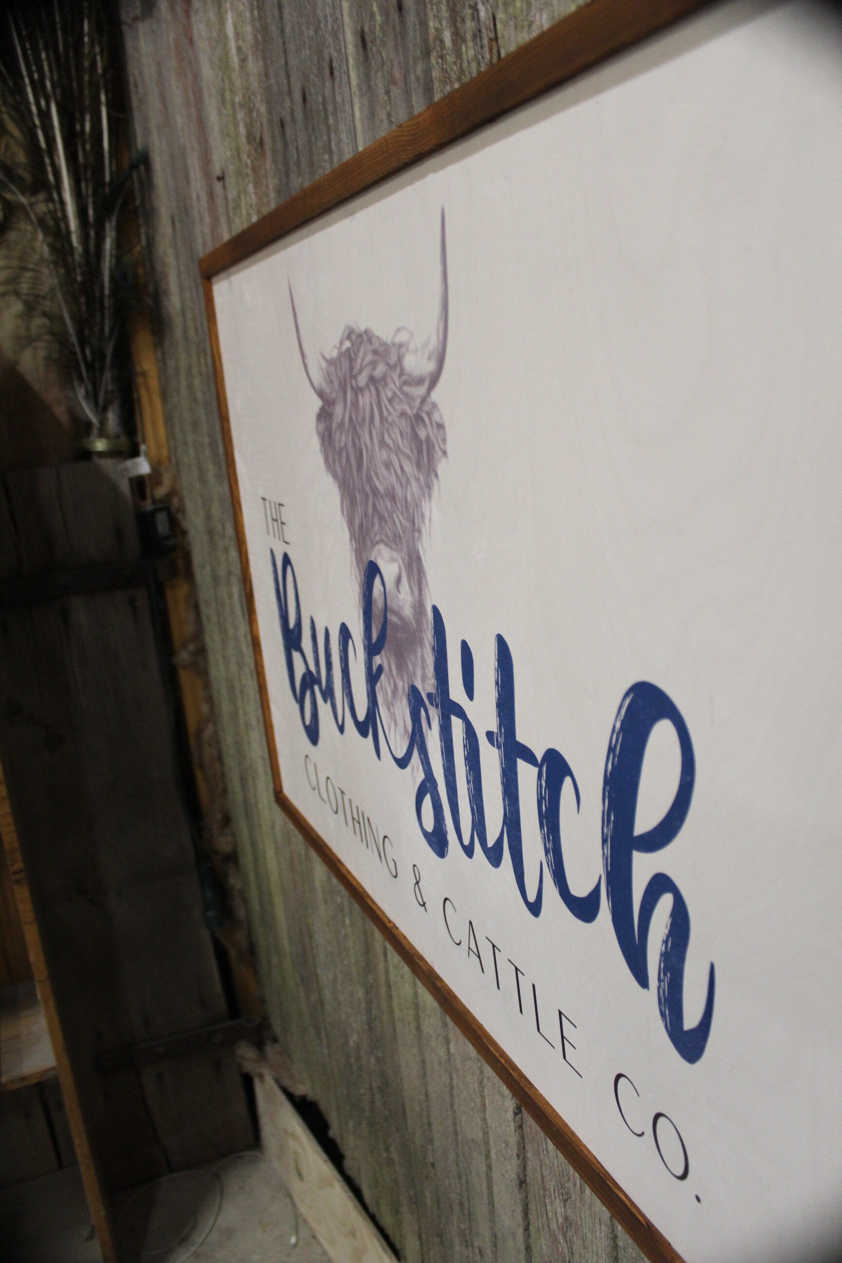 Highland Cow Custom Ranch Sign Logo Printed Over Sized Large Cow Cattle Your Business Logo Scottish Western Rustic Cabin Wood Decoration Art