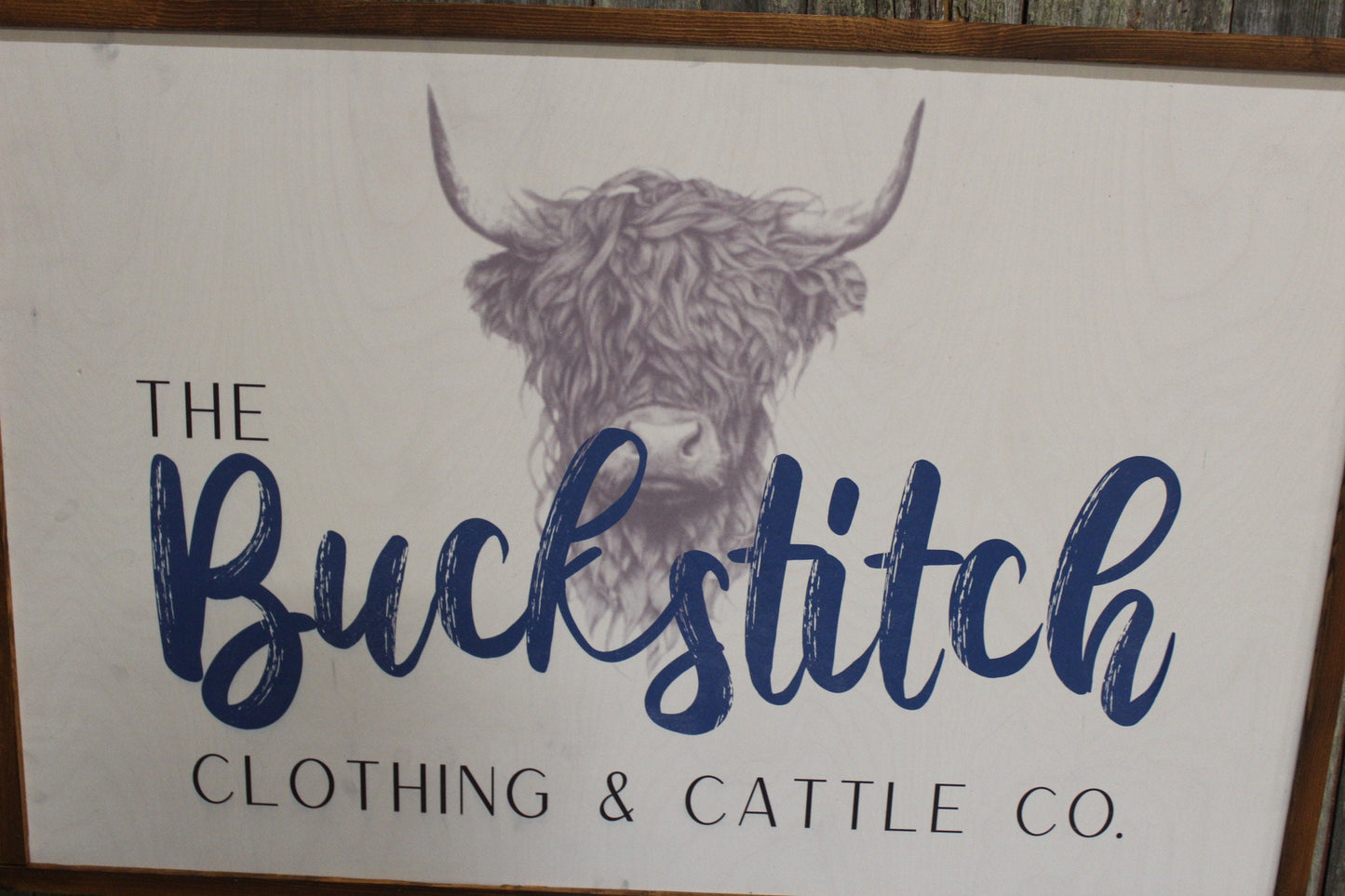 Highland Cow Custom Ranch Sign Logo Printed Over Sized Large Cow Cattle Your Business Logo Scottish Western Rustic Cabin Wood Decoration Art