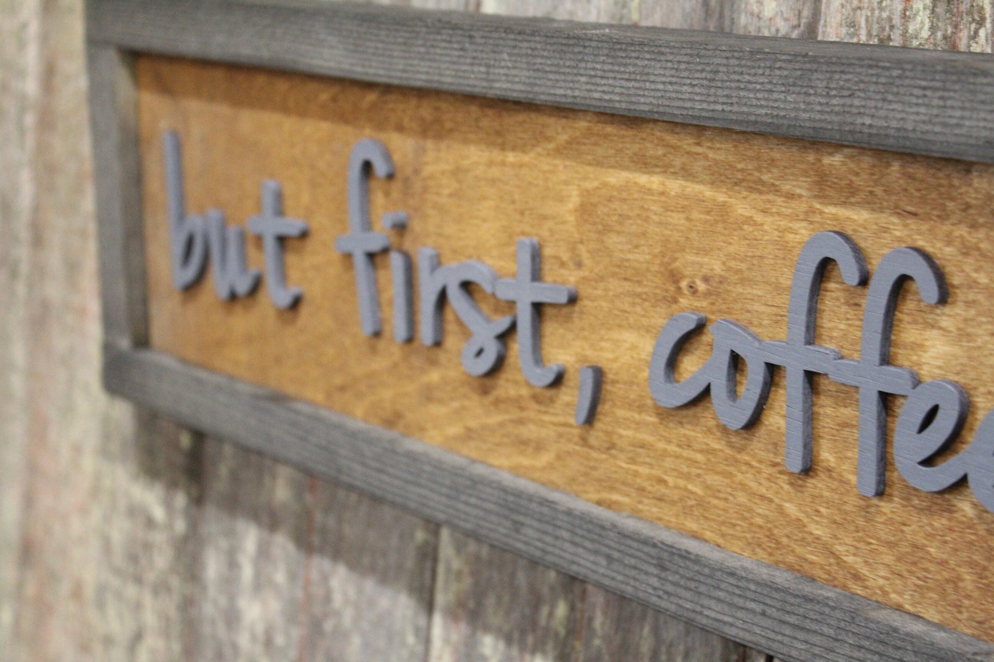 But First Coffee Wood Sign 3D Raised Text Coffee Bar Decoration Wall Art Wood Farmhouse Rustic Primitive Simple Wall Decoration Phrase