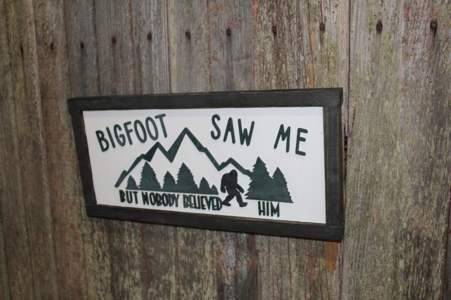 Bigfoot Saw Me But Nobody Believed Him Believer 3D Wood Sign Country Primitive Wall Hanging Decoration Mountains Joke Goofy Funny Rustic