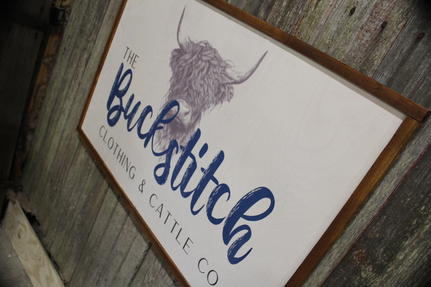 Highland Cow Custom Ranch Sign Logo Printed Over Sized Large Cow Cattle Your Business Logo Scottish Western Rustic Cabin Wood Decoration Art