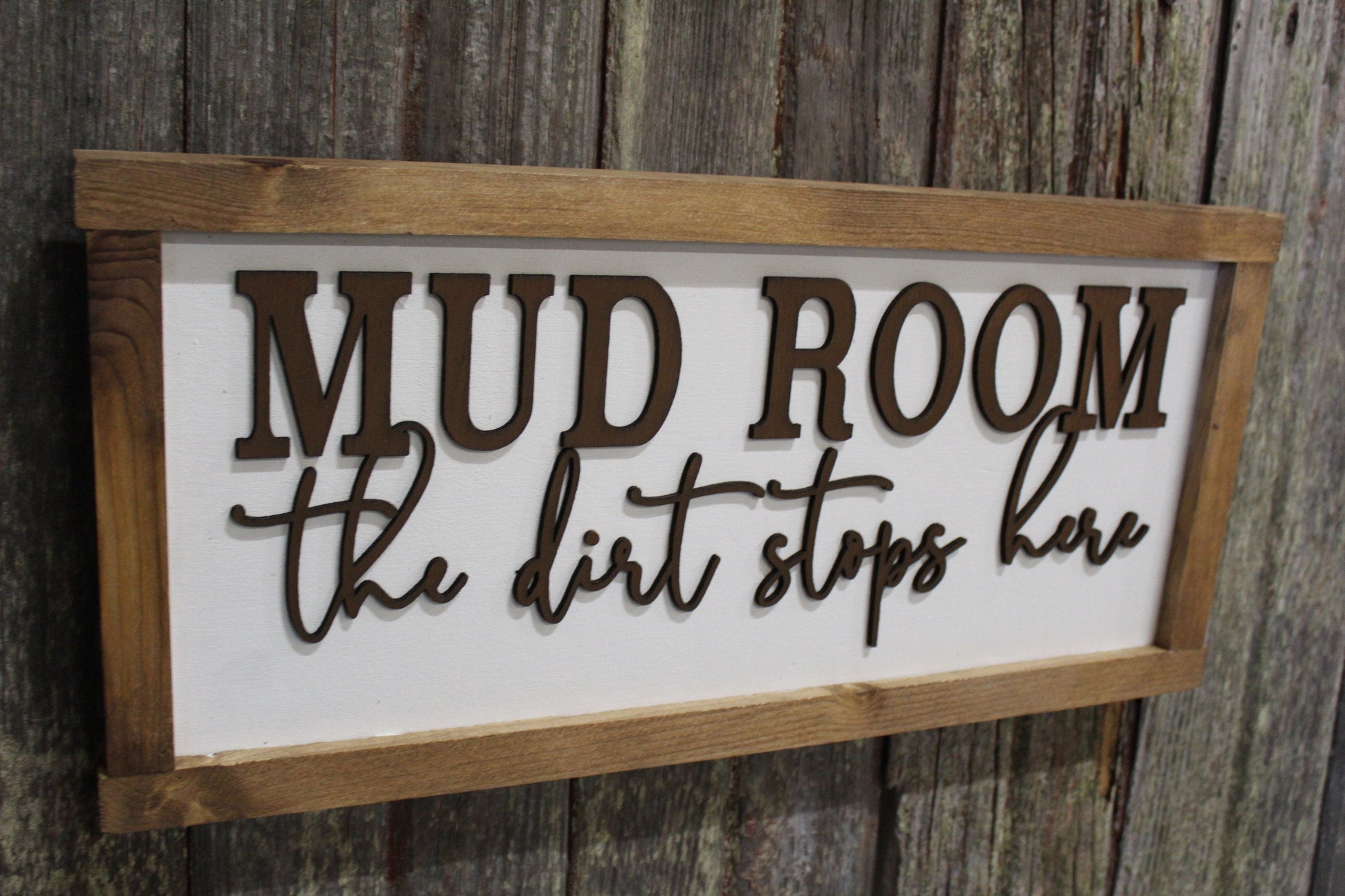 Mud Room Sign The Mud Stops Here Wood Sign Funny 3D Raised Text Decoration Wall Hanging Farmhouse Rustic Primitive Silly Utility Laundry