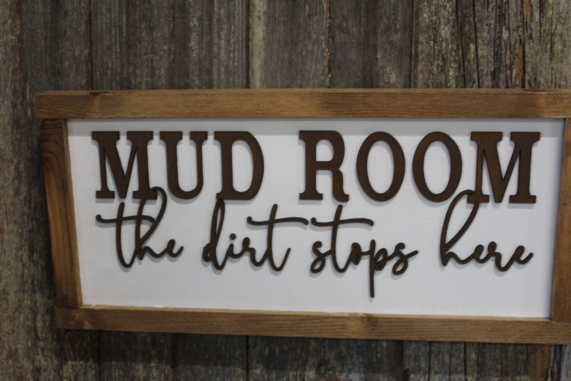 Mud Room Sign The Mud Stops Here Wood Sign Funny 3D Raised Text Decoration Wall Hanging Farmhouse Rustic Primitive Silly Utility Laundry