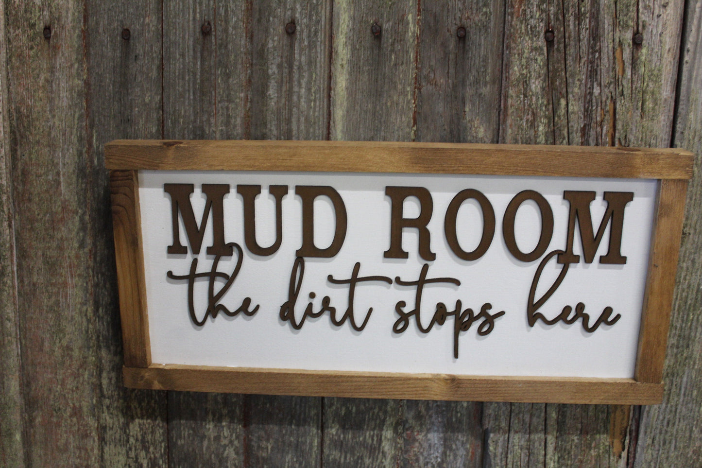 Mud Room Sign The Mud Stops Here Wood Sign Funny 3D Raised Text Decoration Wall Hanging Farmhouse Rustic Primitive Silly Utility Laundry