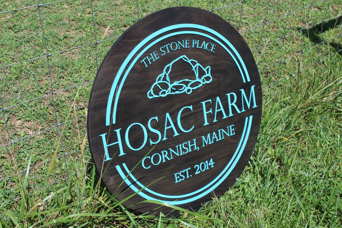 Extra Large Round Farm Sign Ranch Business Sign Raised Text Commercial Entrance Sign Custom Your Logo Established Outdoor 3D Black Teal