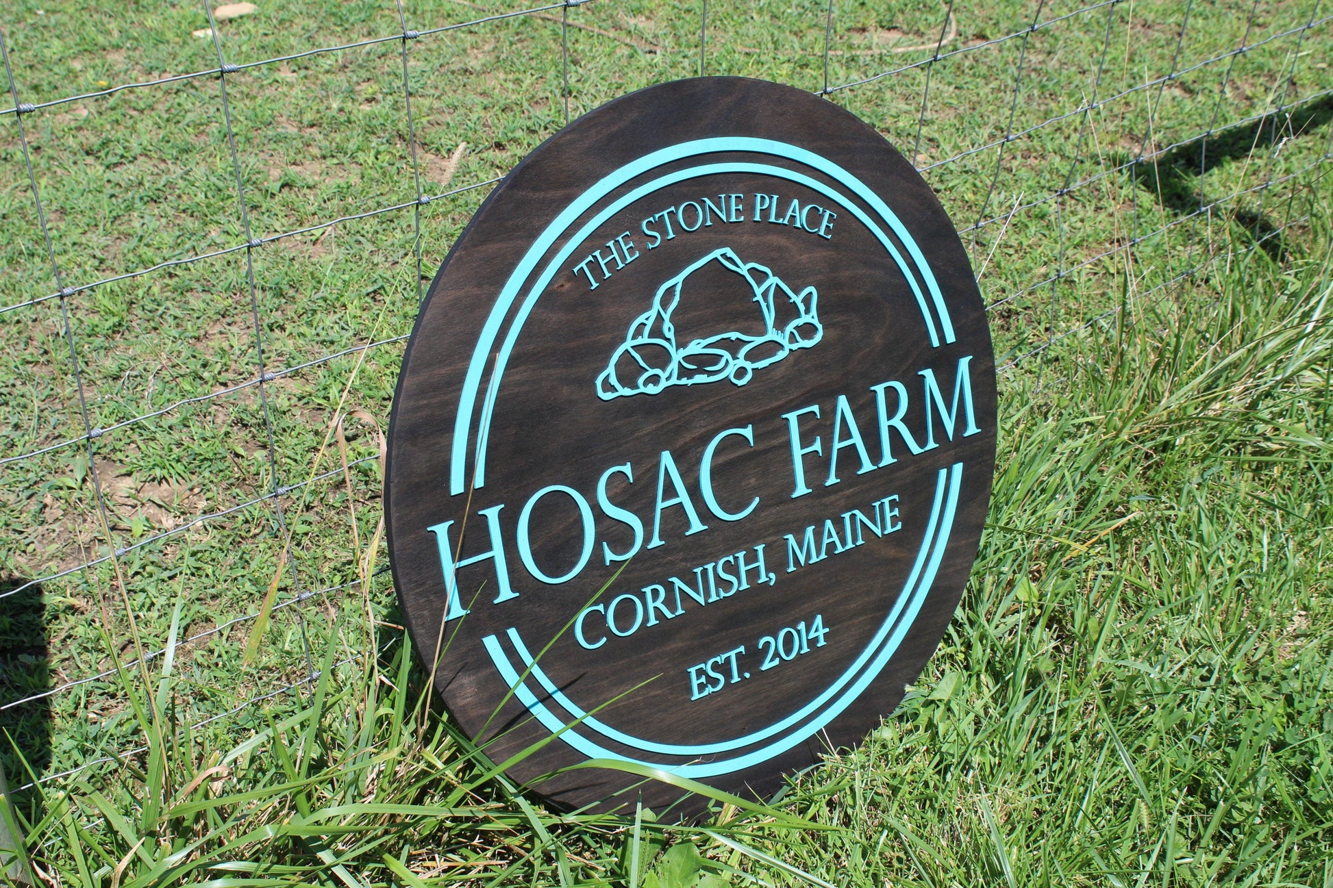 Extra Large Round Farm Sign Ranch Business Sign Raised Text Commercial Entrance Sign Custom Your Logo Established Outdoor 3D Black Teal