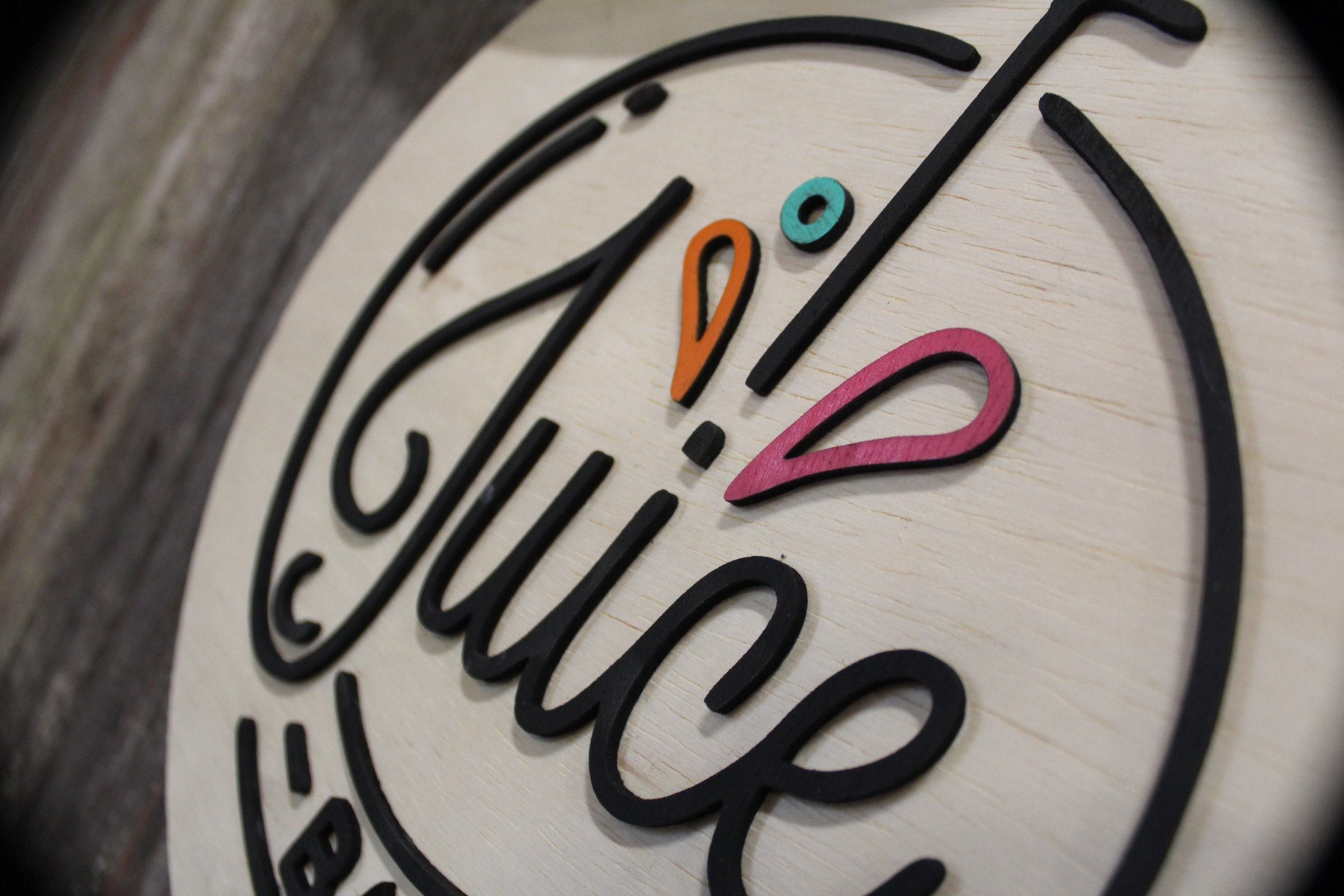 Round Juice Bar Sign Juice Stand 3D Text Large Contemporary Business Sign Straw Fruit Design Wall Art Decoration Wood Sign Lemonade