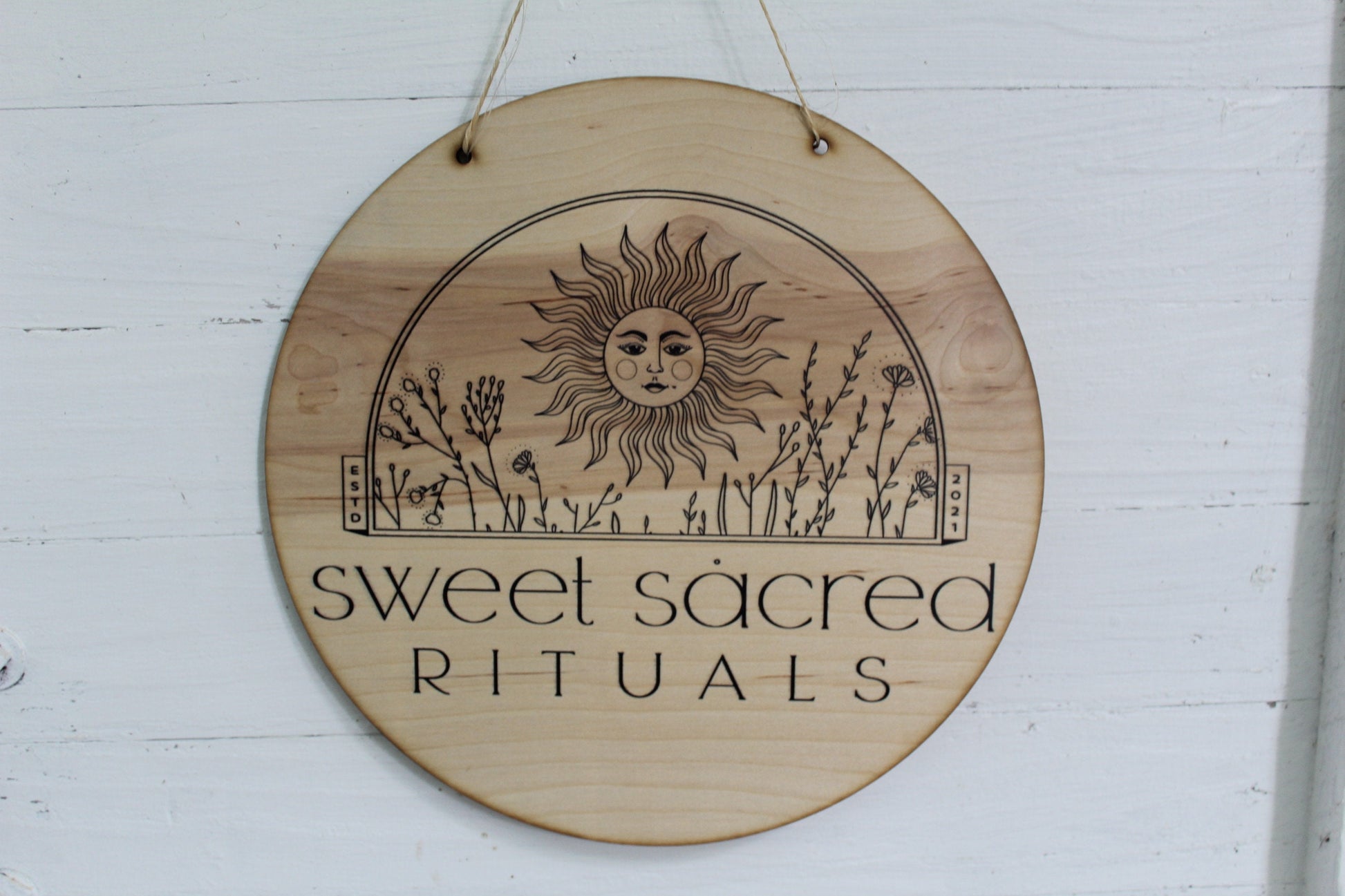 Round Natural Business Sign Your Actual Logo Round Small Business Hanging Personalized Home Decor Minimalist Wall Art Circle Wood Print