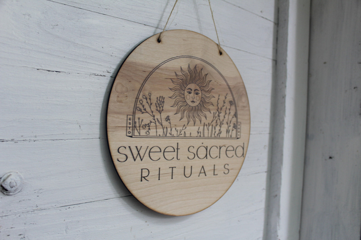 Round Natural Business Sign Your Actual Logo Round Small Business Hanging Personalized Home Decor Minimalist Wall Art Circle Wood Print