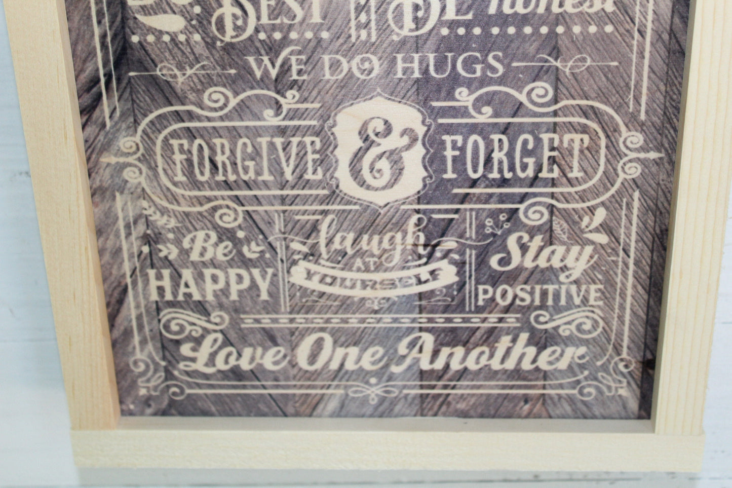 Family Rules Wood Sign Primitive Do Your Best Forgive Forget Love One Another Wall Hanging Decoration Decor Rustic Happy Positive