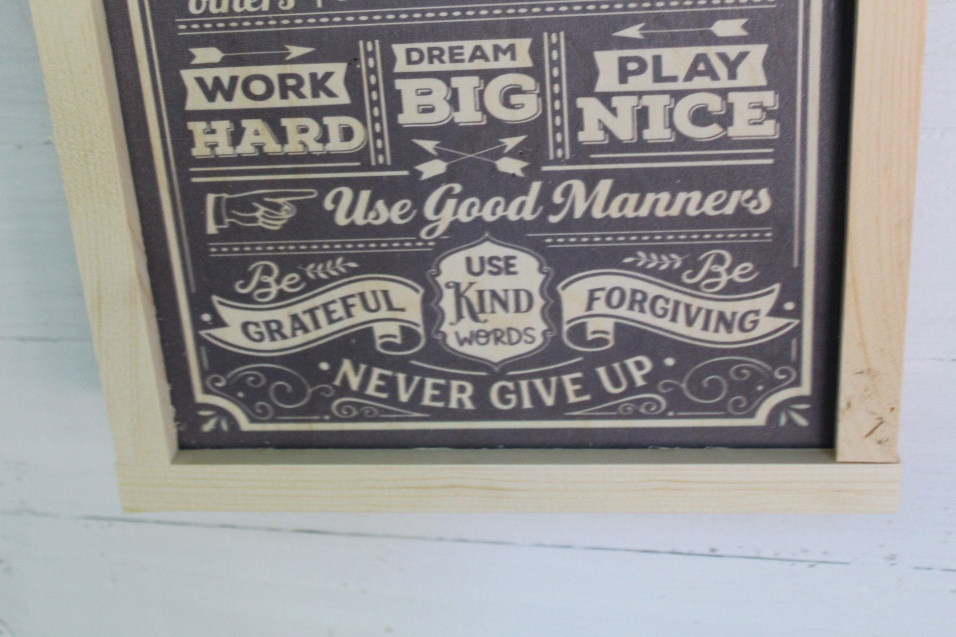 Family Rules Wood Sign Primitive Thank You Grateful Kind Positive Forgiving Wall Hanging Decoration Rustic Never Give Up Love Respect