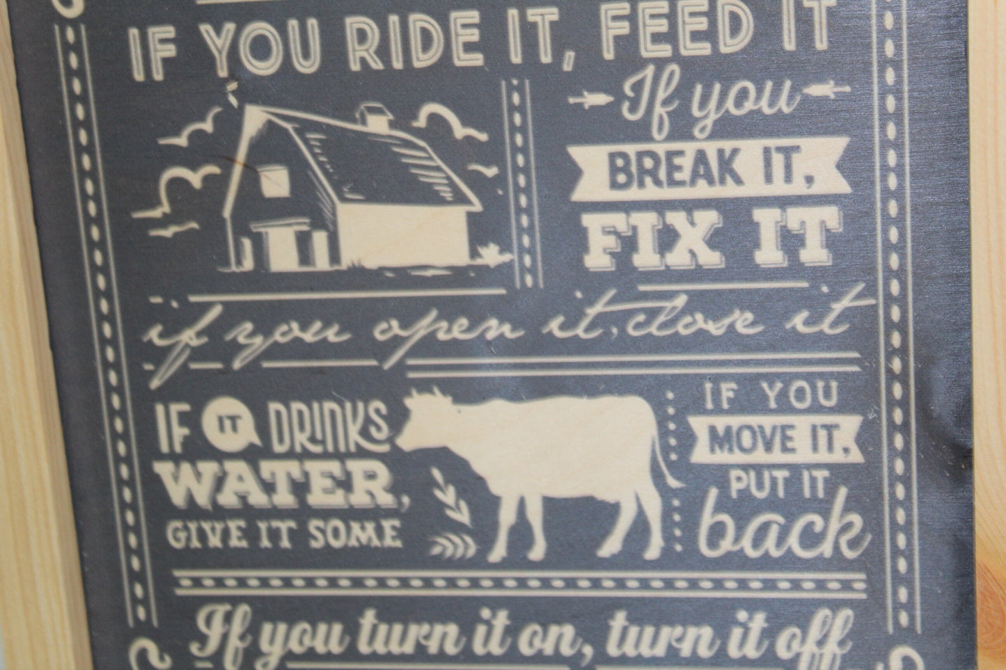 Barn Rules Wood Sign If You Ride It Feed It Rustic Wall Hanging Fall Off Get Back On Cow Farm Life Decoration Hard Work Gift Farmer Western