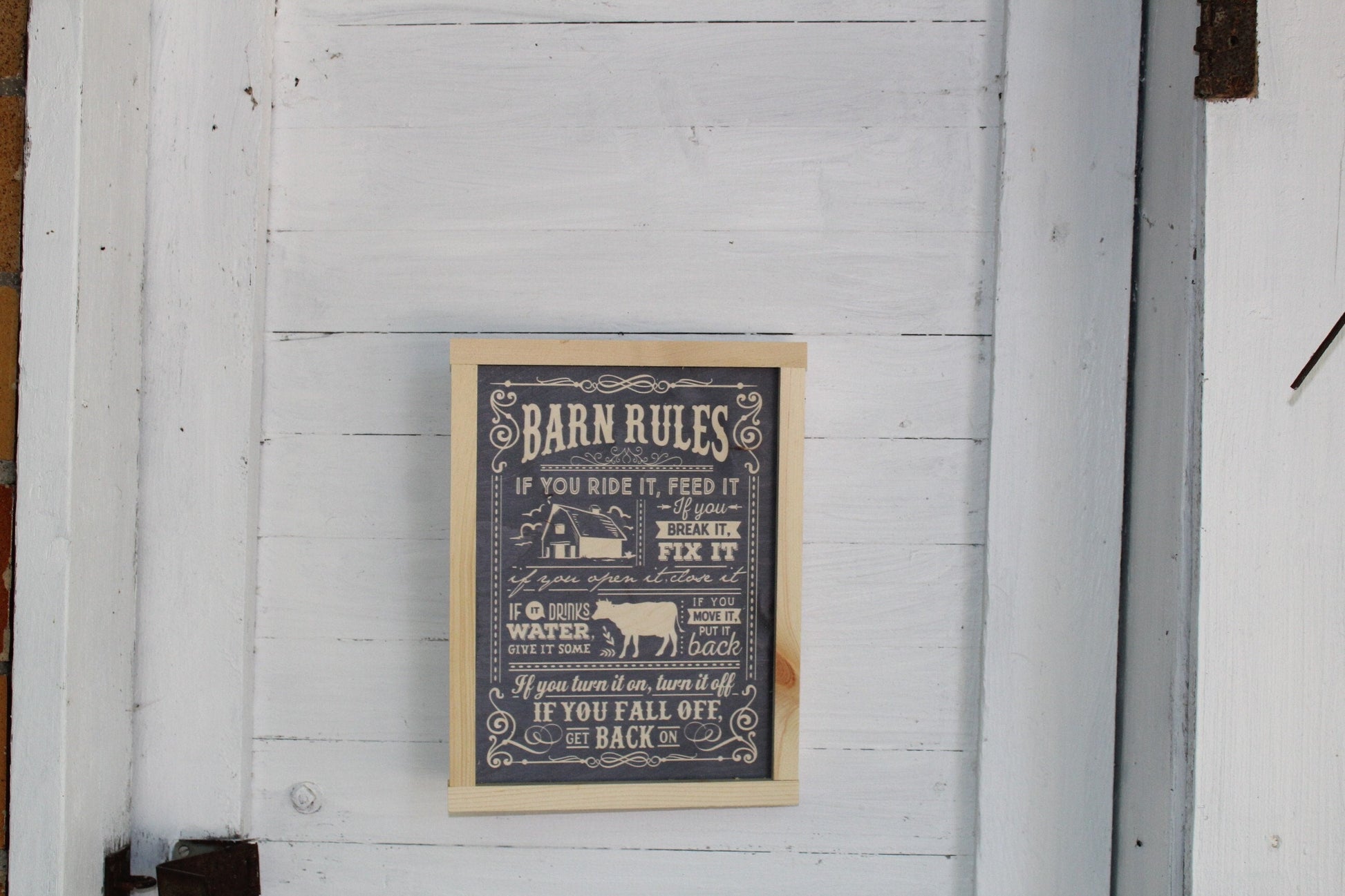 Barn Rules Wood Sign If You Ride It Feed It Rustic Wall Hanging Fall Off Get Back On Cow Farm Life Decoration Hard Work Gift Farmer Western