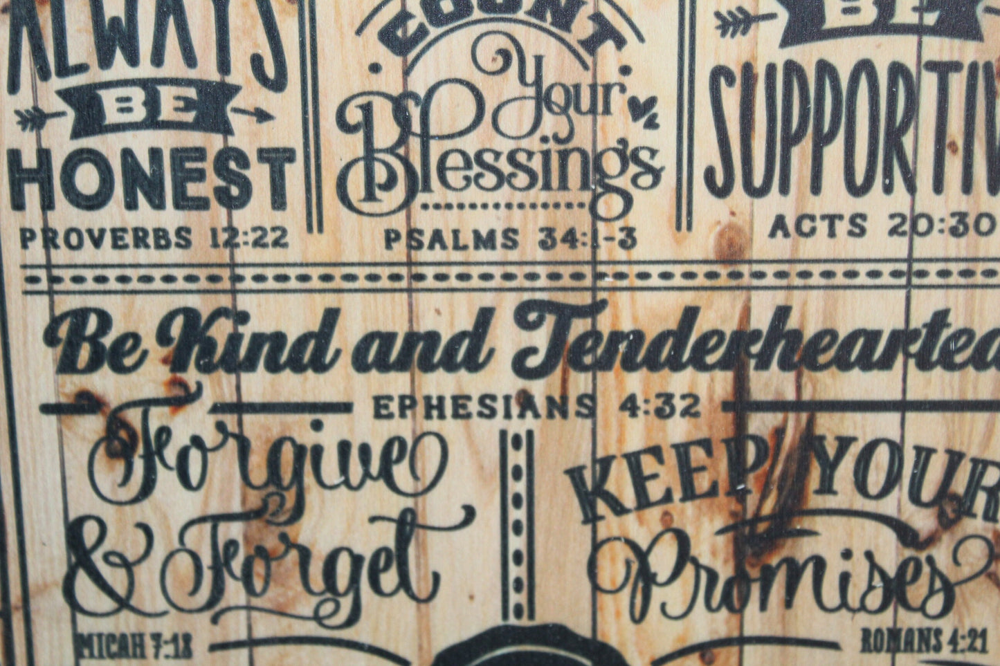 Family Rules List Wood Sign Honest Blessings Supportive Wall Hanging Decoration Standards Principles Farmhouse Rustic Code Print