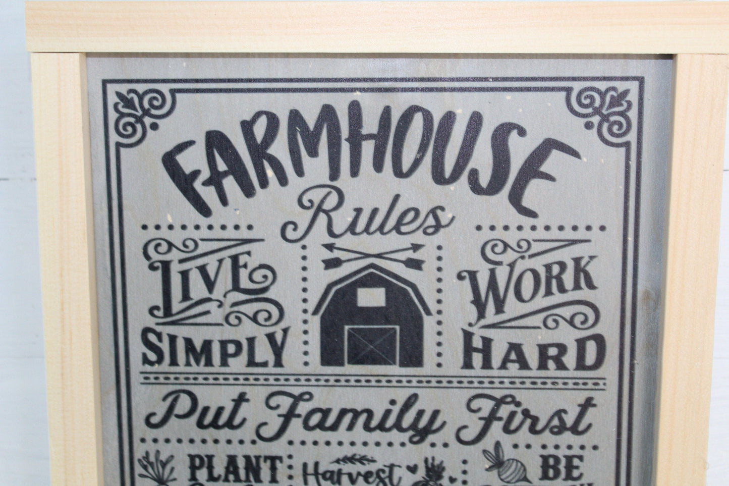 Farmhouse Rules List Wood Sign Farmer Farm Barn Plant Harvest Cow Wall Hanging Simply Work Hard Decoration Standard Principles Rustic Code