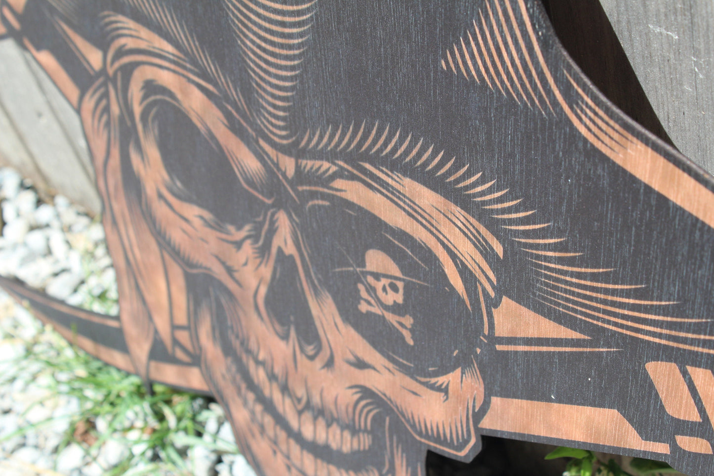 Huge Pirate Skeleton Cut Out UV Printed Halloween Party Theme Wood Wall Decoration Skull Sword Cross Bones Ship Flying Dutchman Nautical