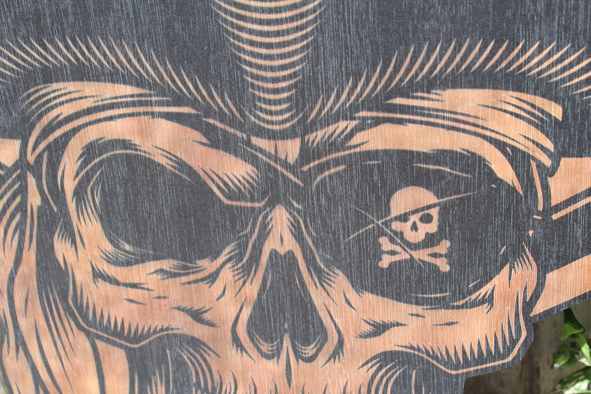 Huge Pirate Skeleton Cut Out UV Printed Halloween Party Theme Wood Wall Decoration Skull Sword Cross Bones Ship Flying Dutchman Nautical