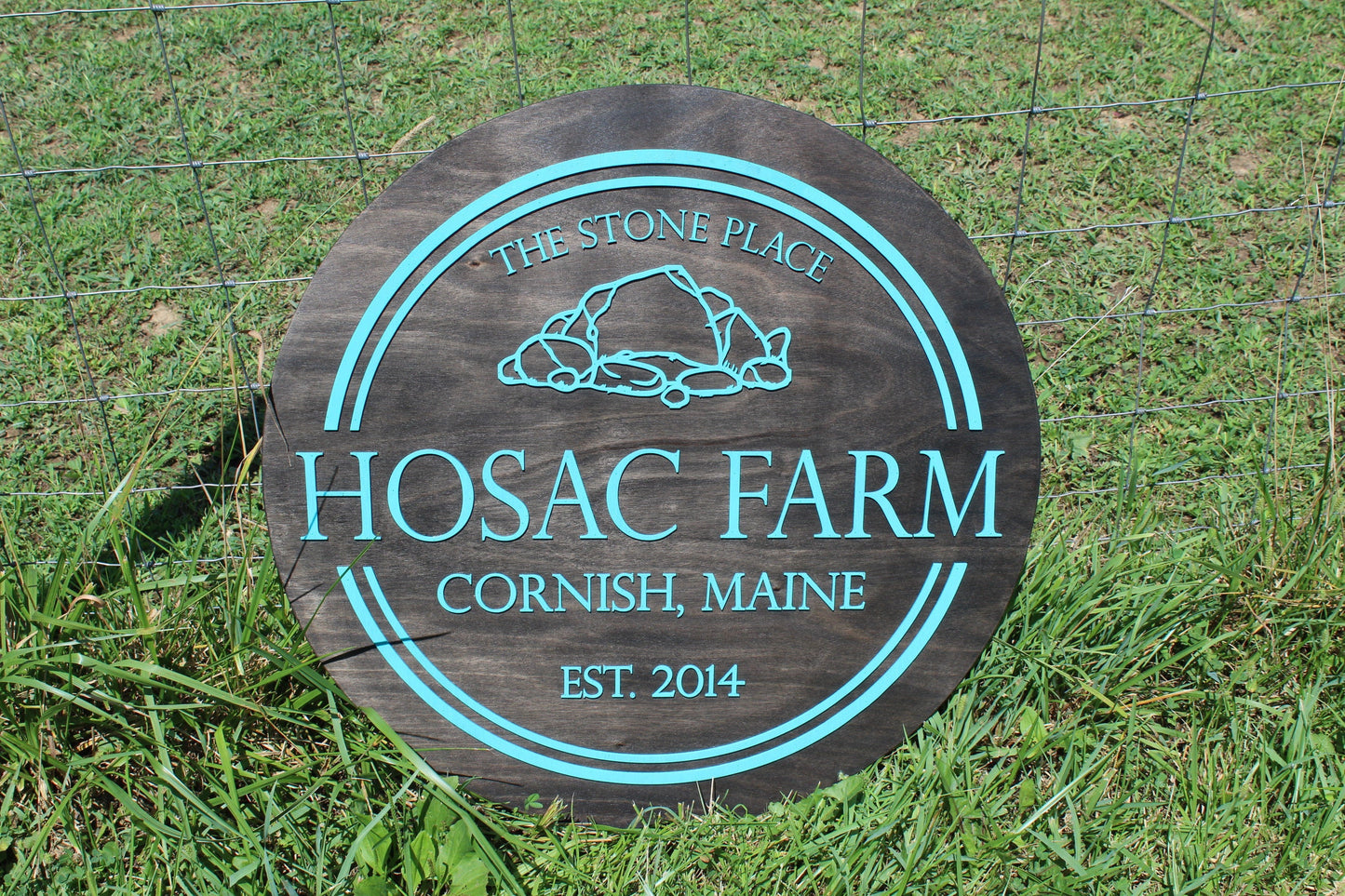 Extra Large Round Farm Sign Ranch Business Sign Raised Text Commercial Entrance Sign Custom Your Logo Established Outdoor 3D Black Teal