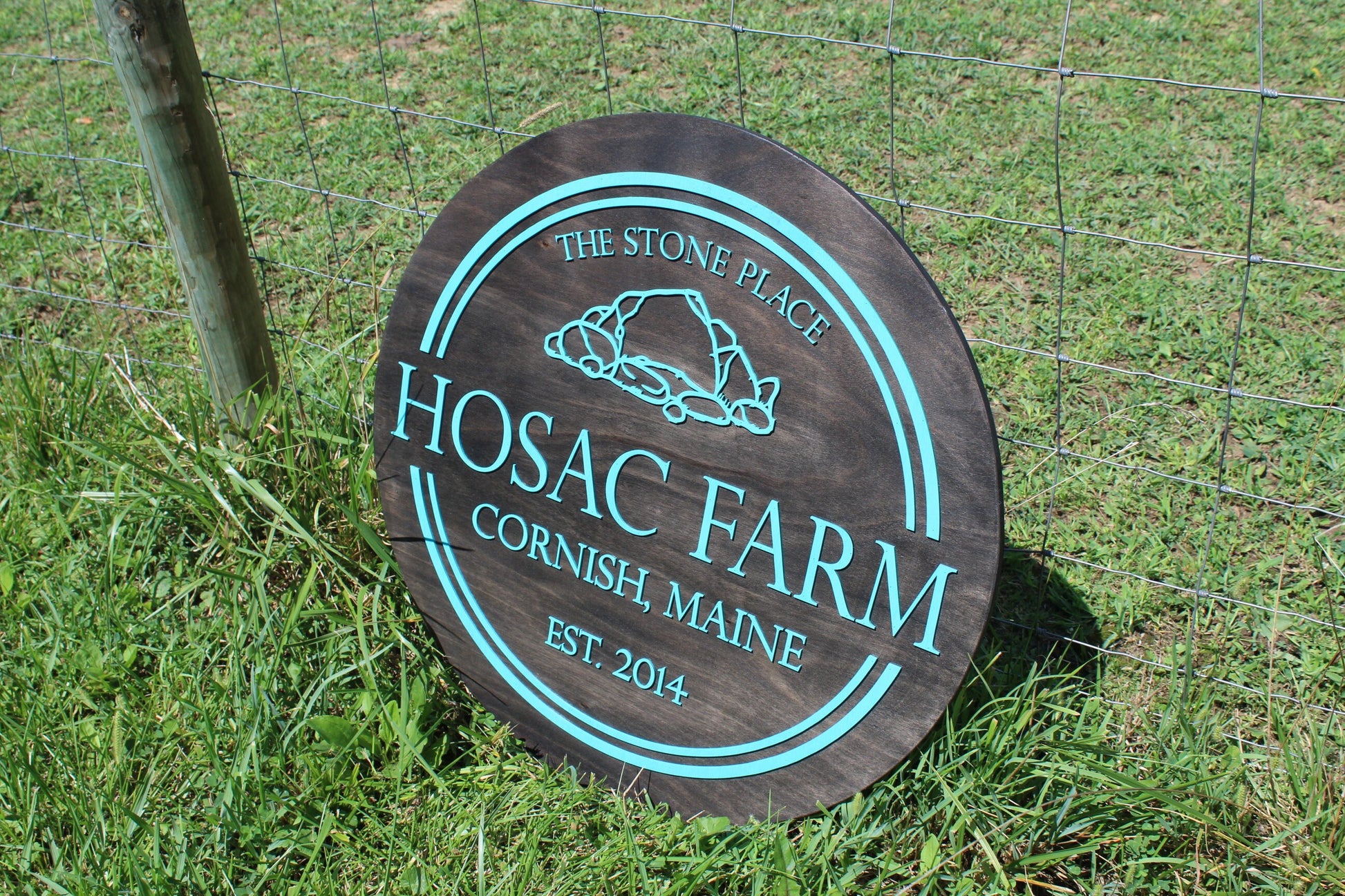 Extra Large Round Farm Sign Ranch Business Sign Raised Text Commercial Entrance Sign Custom Your Logo Established Outdoor 3D Black Teal