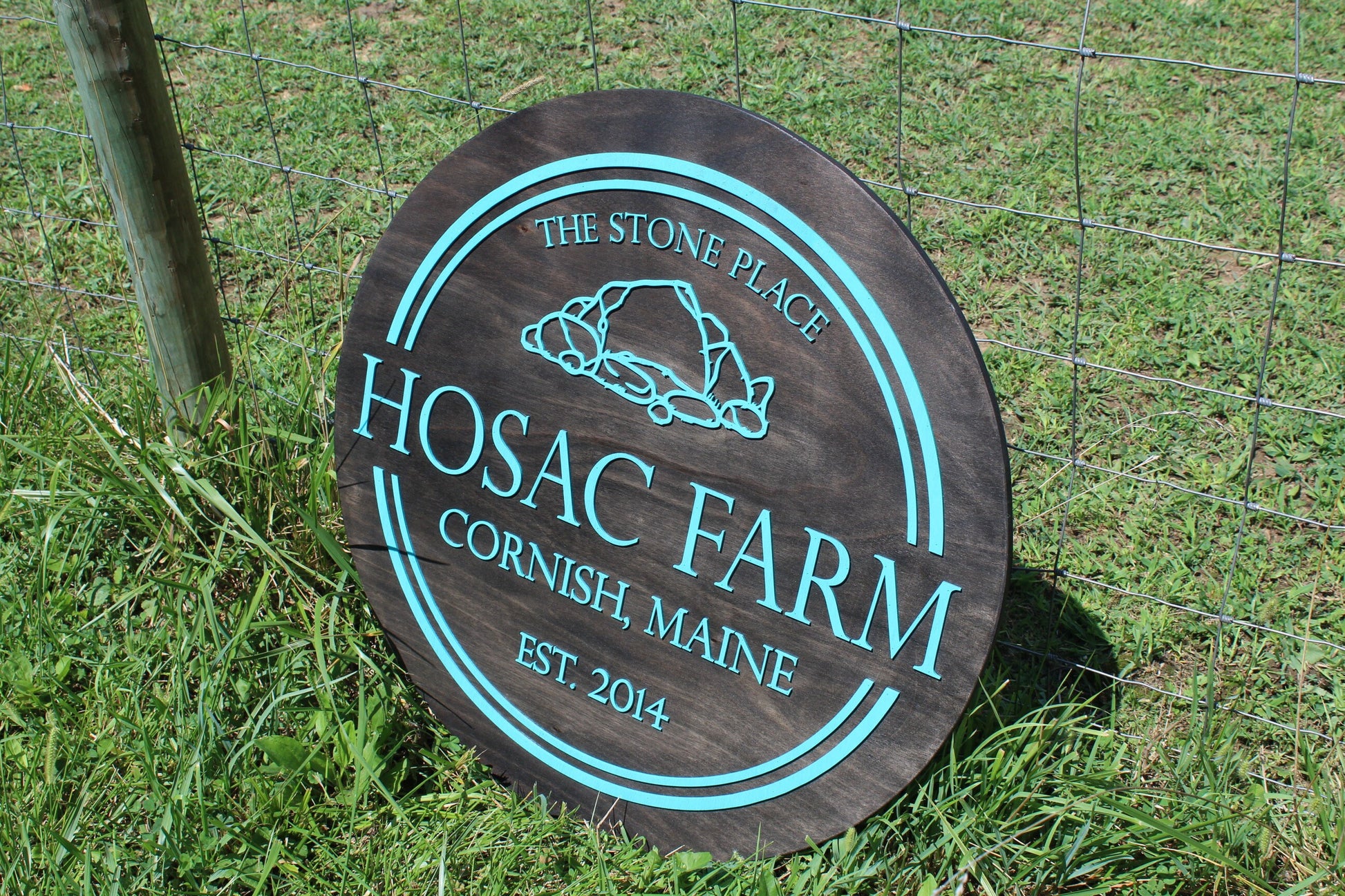 Extra Large Round Farm Sign Ranch Business Sign Raised Text Commercial Entrance Sign Custom Your Logo Established Outdoor 3D Black Teal