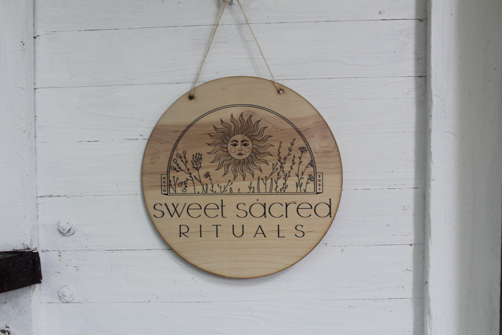 Round Natural Business Sign Your Actual Logo Round Small Business Hanging Personalized Home Decor Minimalist Wall Art Circle Wood Print