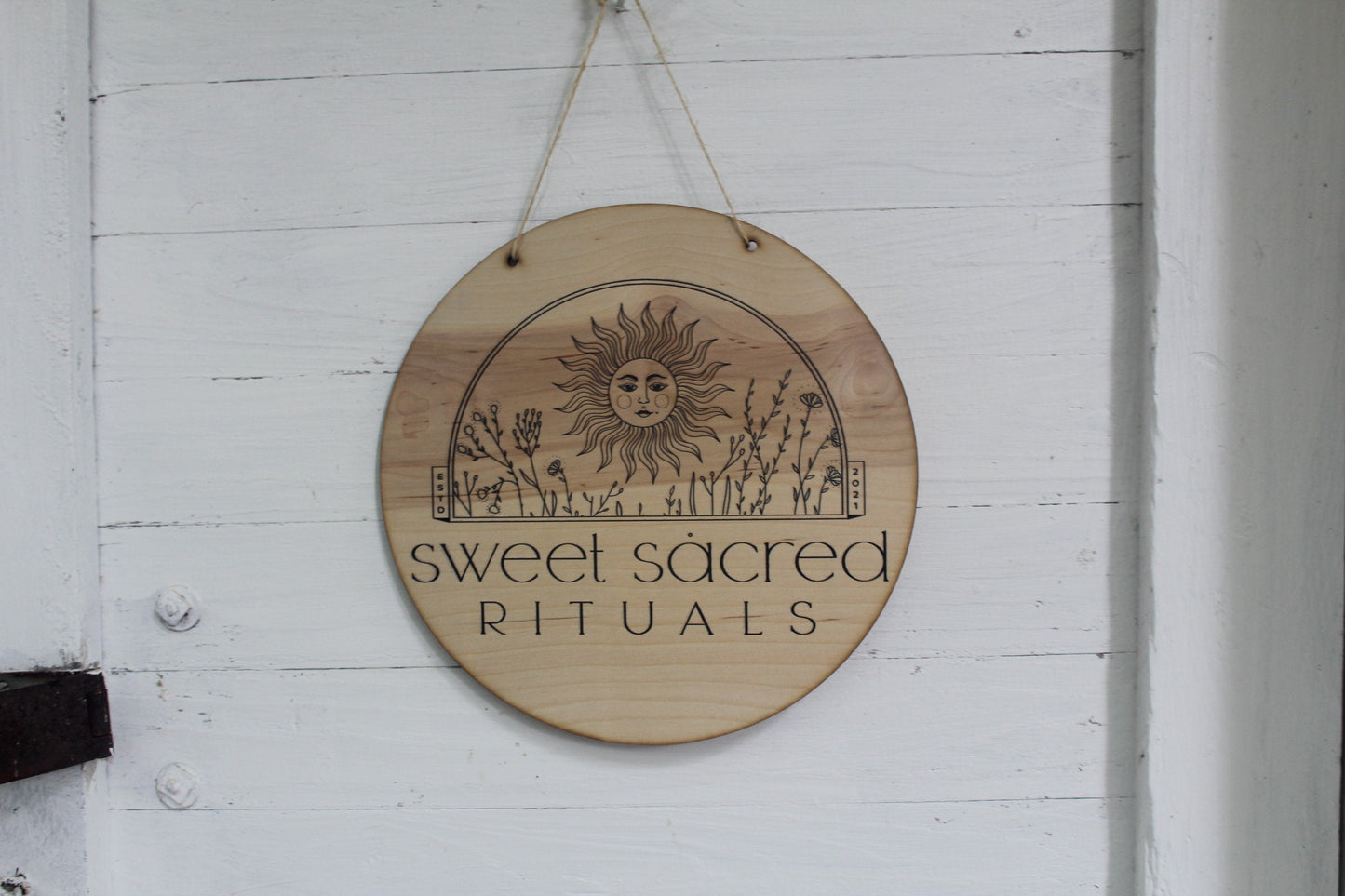 Round Natural Business Sign Your Actual Logo Round Small Business Hanging Personalized Home Decor Minimalist Wall Art Circle Wood Print