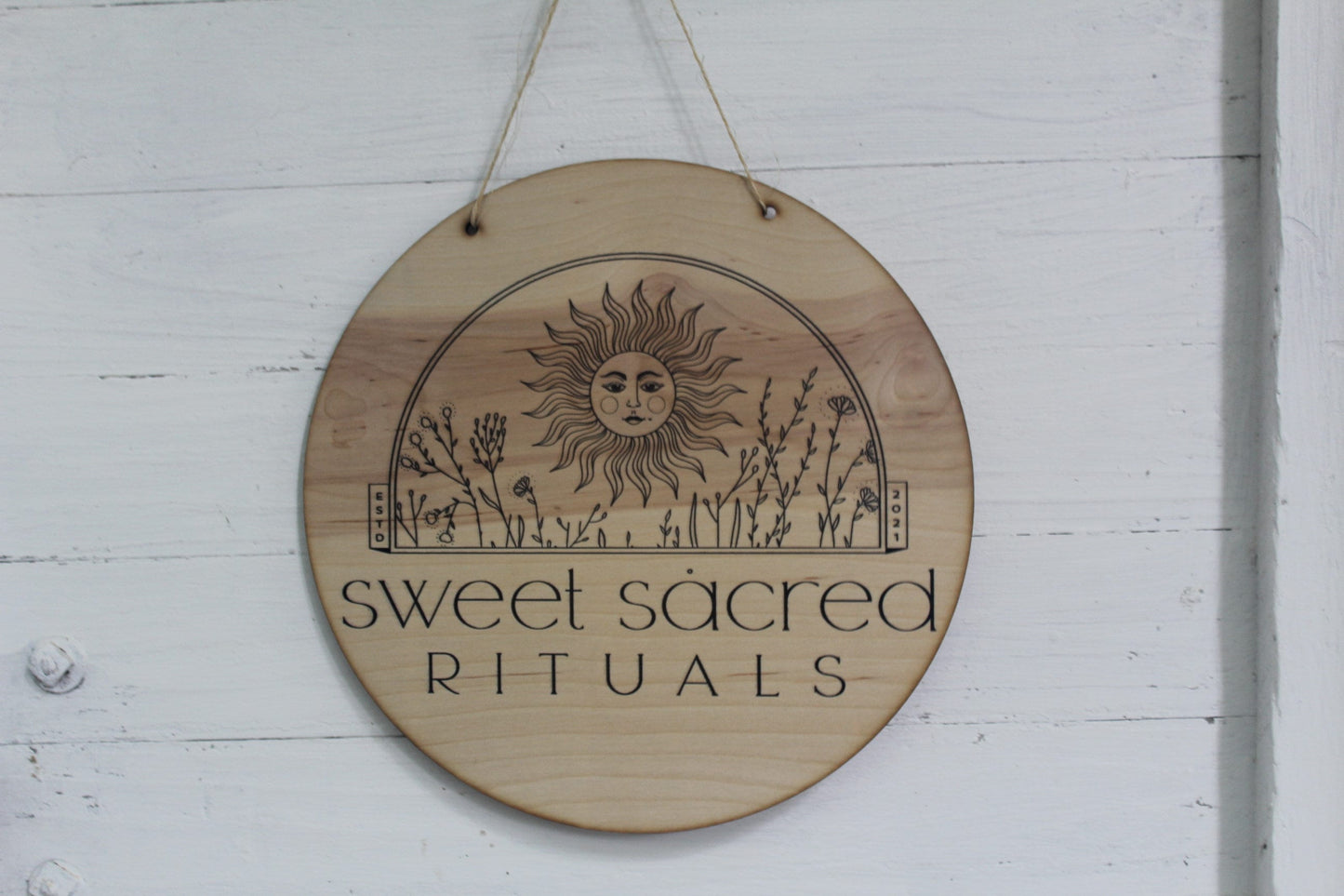 Round Natural Business Sign Your Actual Logo Round Small Business Hanging Personalized Home Decor Minimalist Wall Art Circle Wood Print