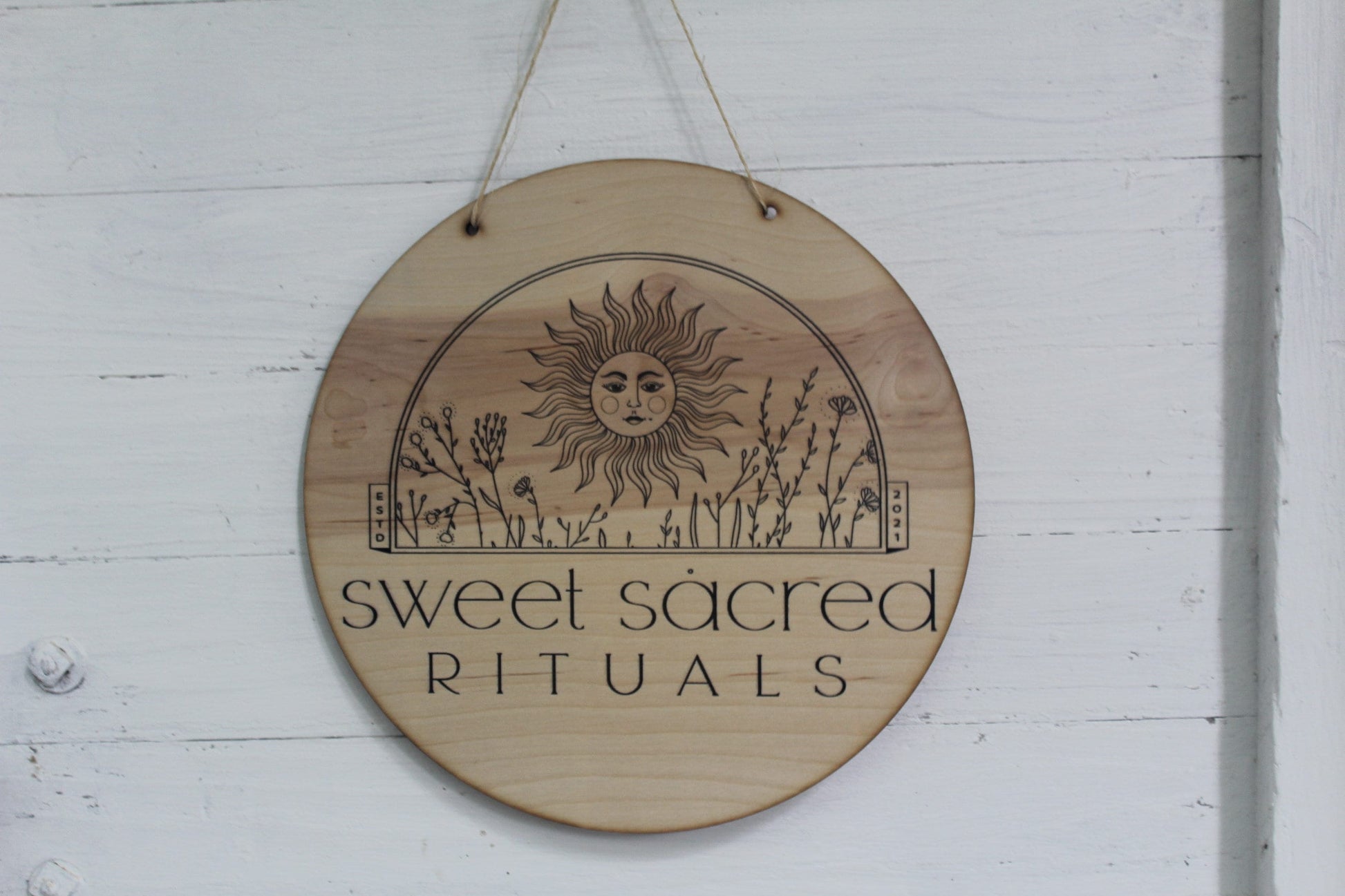 Round Natural Business Sign Your Actual Logo Round Small Business Hanging Personalized Home Decor Minimalist Wall Art Circle Wood Print