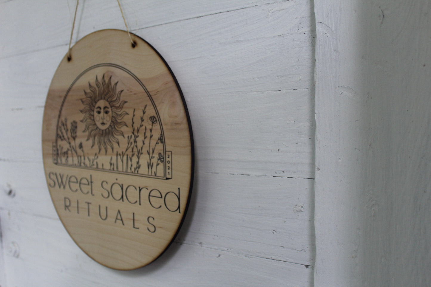 Round Natural Business Sign Your Actual Logo Round Small Business Hanging Personalized Home Decor Minimalist Wall Art Circle Wood Print