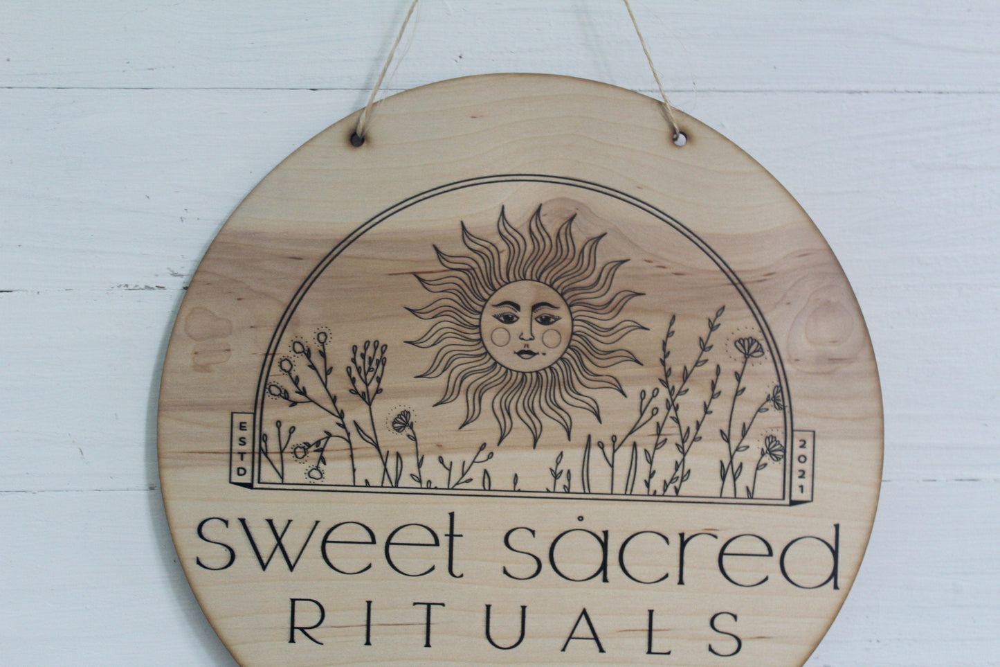 Round Natural Business Sign Your Actual Logo Round Small Business Hanging Personalized Home Decor Minimalist Wall Art Circle Wood Print