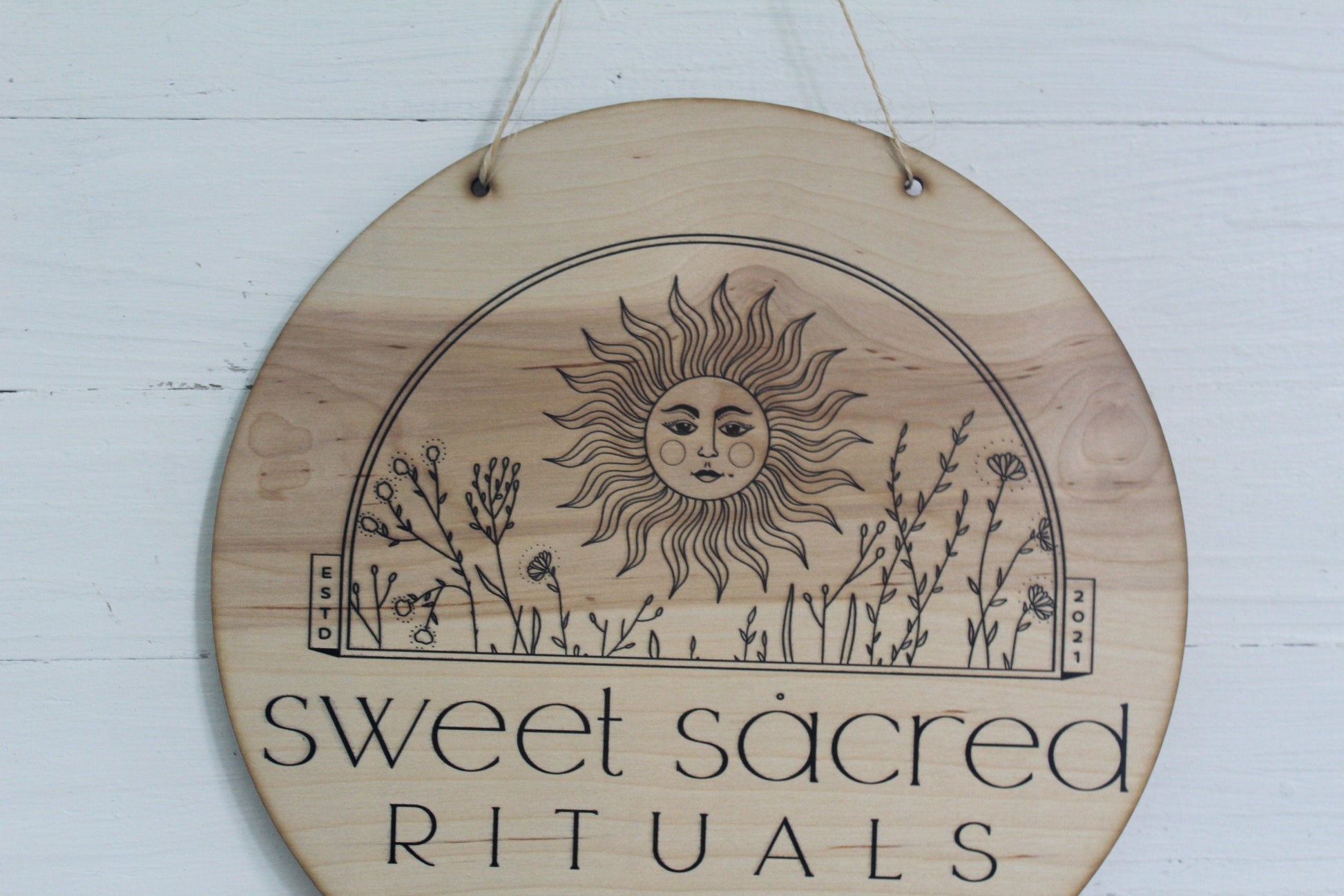 Round Natural Business Sign Your Actual Logo Round Small Business Hanging Personalized Home Decor Minimalist Wall Art Circle Wood Print