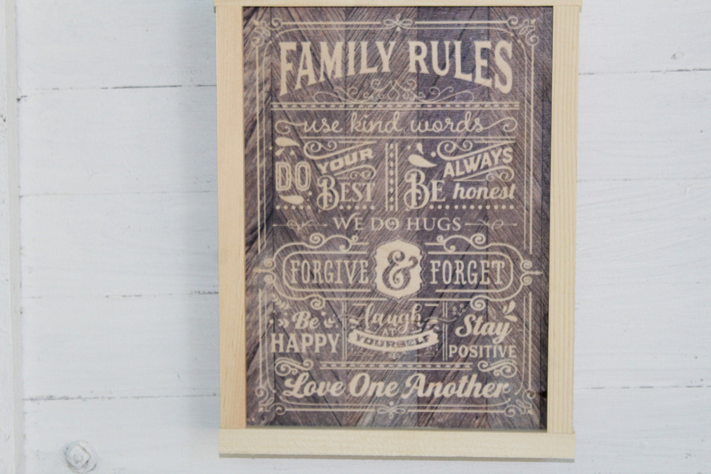 Family Rules Wood Sign Primitive Do Your Best Forgive Forget Love One Another Wall Hanging Decoration Decor Rustic Happy Positive