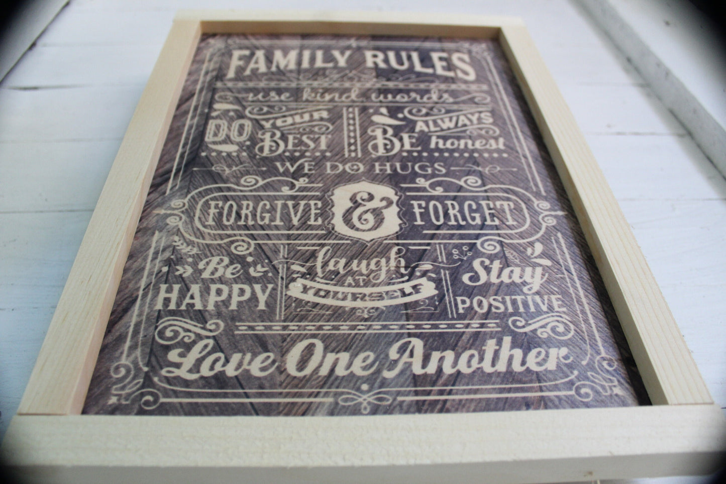 Family Rules Wood Sign Primitive Do Your Best Forgive Forget Love One Another Wall Hanging Decoration Decor Rustic Happy Positive