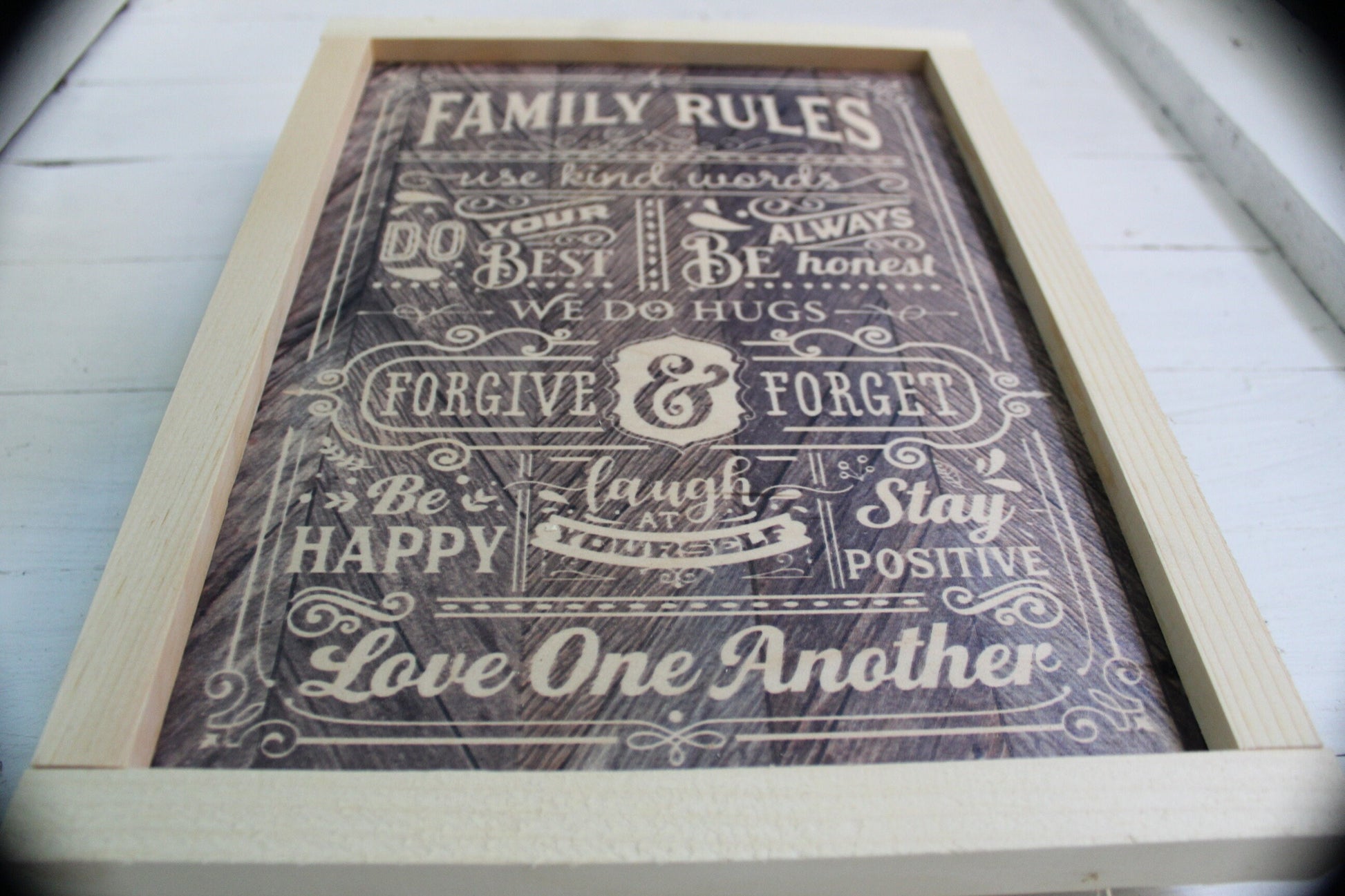 Family Rules Wood Sign Primitive Do Your Best Forgive Forget Love One Another Wall Hanging Decoration Decor Rustic Happy Positive