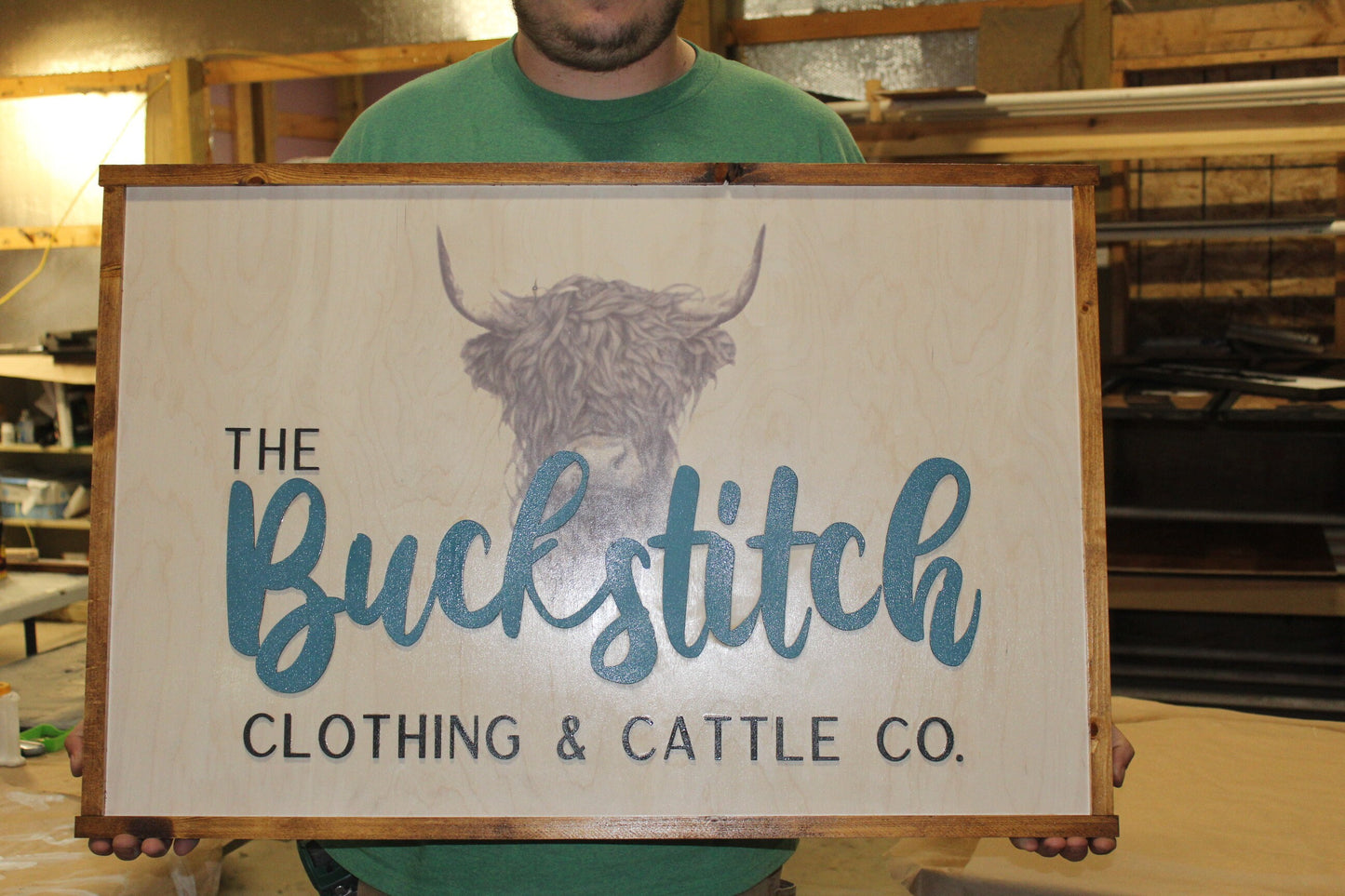 Highland Cow Cattle Company Wood Sign Raised Text Large Printed Scottish Western Country Primitive Clothing Wall Hanging Decoration