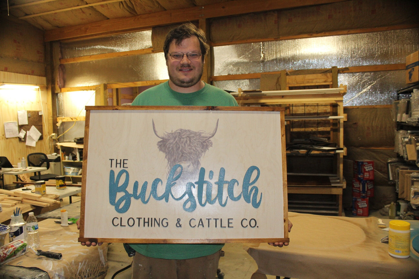 Highland Cow Cattle Company Wood Sign Raised Text Large Printed Scottish Western Country Primitive Clothing Wall Hanging Decoration