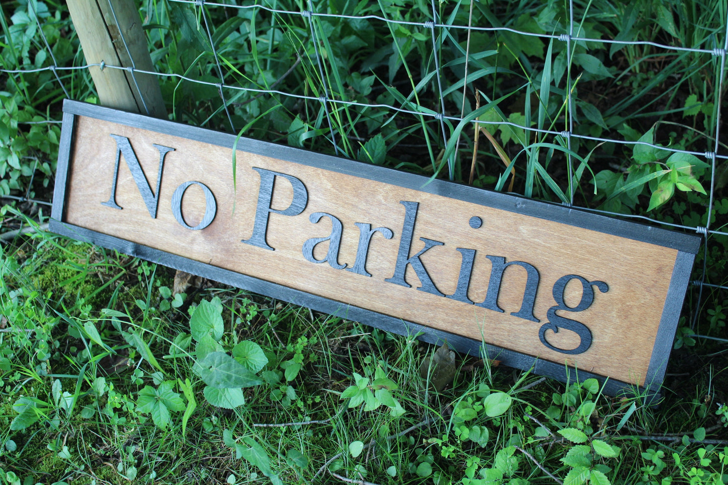 Large Custom No Parking Sign for Retreat Cabin Campground Sign Over-sized Rustic Wood Laser Cut Out 3D Extra Large Directional Sign