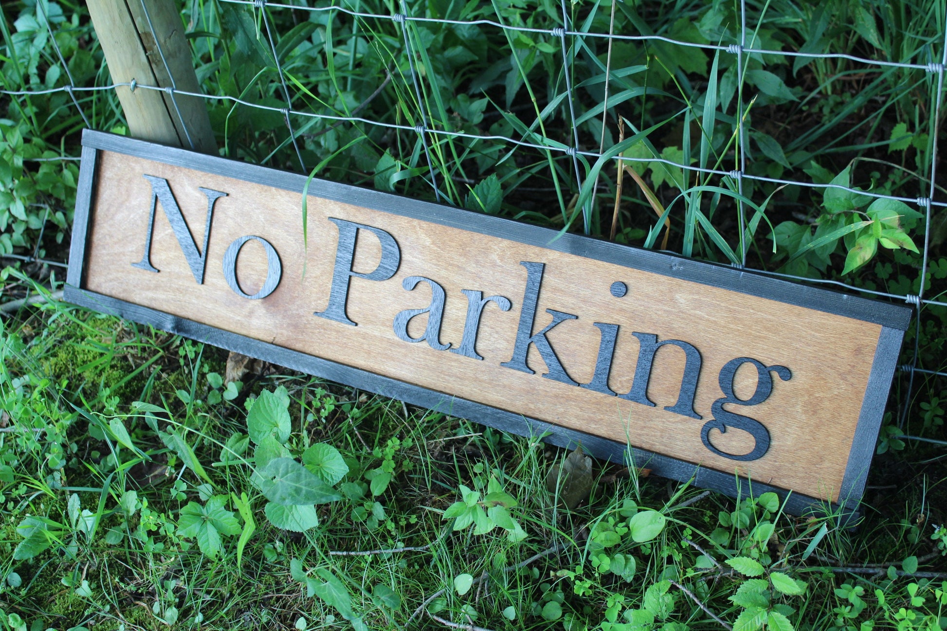 Large Custom No Parking Sign for Retreat Cabin Campground Sign Over-sized Rustic Wood Laser Cut Out 3D Extra Large Directional Sign