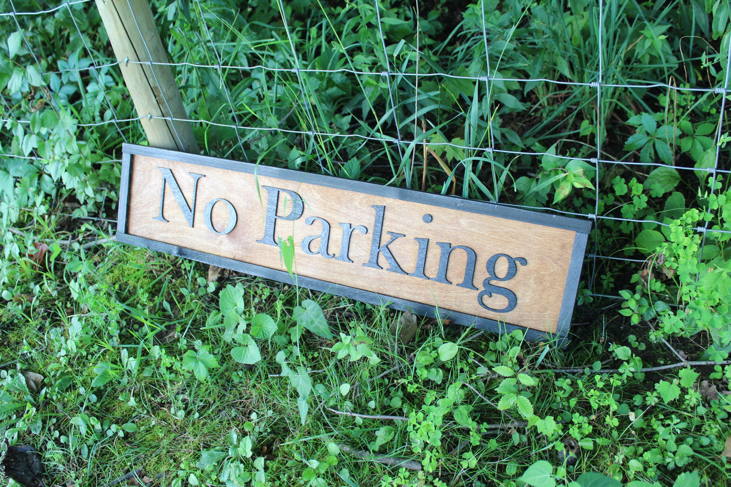 Large Custom No Parking Sign for Retreat Cabin Campground Sign Over-sized Rustic Wood Laser Cut Out 3D Extra Large Directional Sign