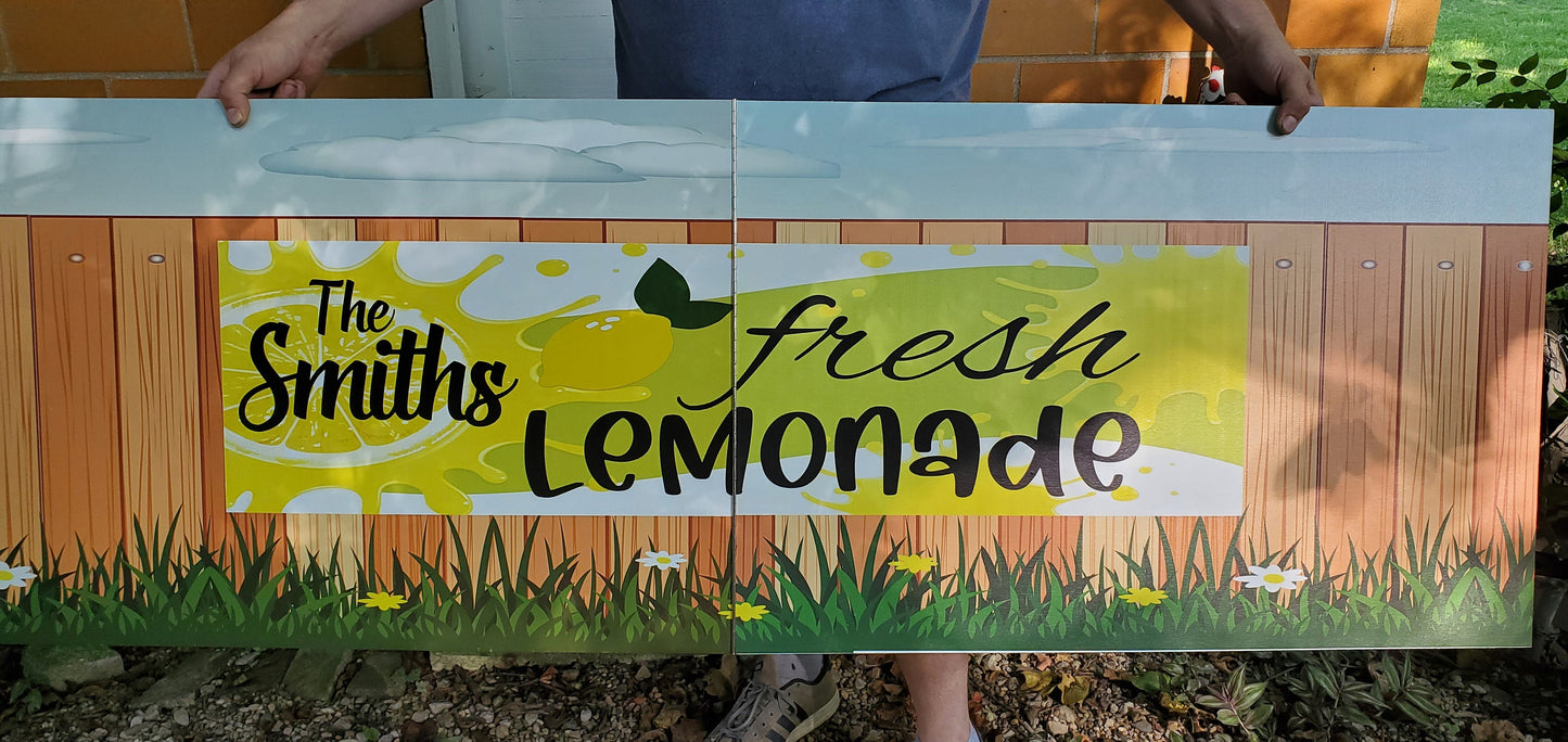Travel-friendly wooden sign for lemonade stands
