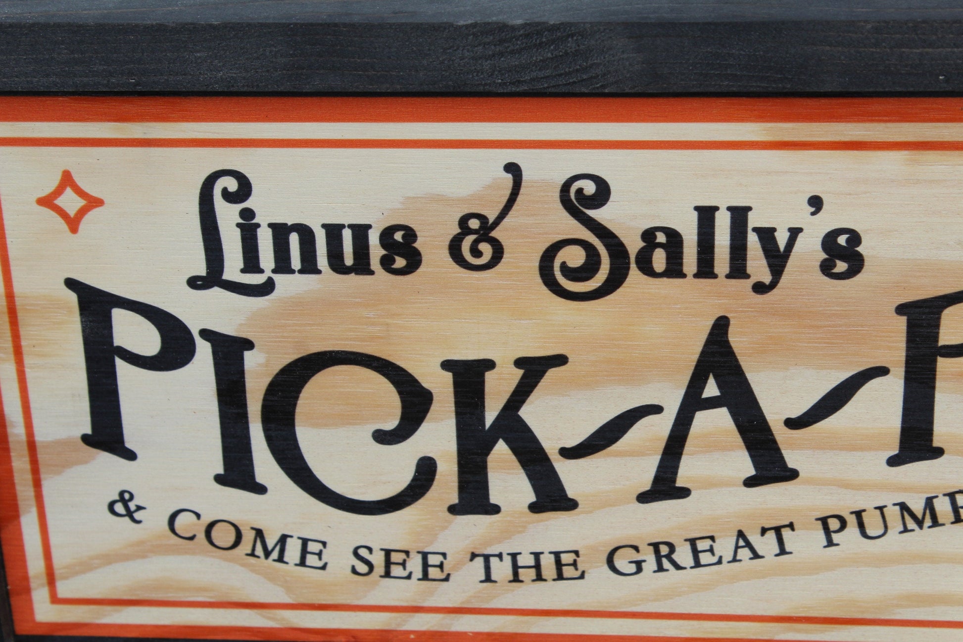 Linus and Sallys Pick A Pumpkin Pumpkin Patch Black Vintage Truck Long Wood Sign Printed Halloween Fall Autumn Decoration Decor Great
