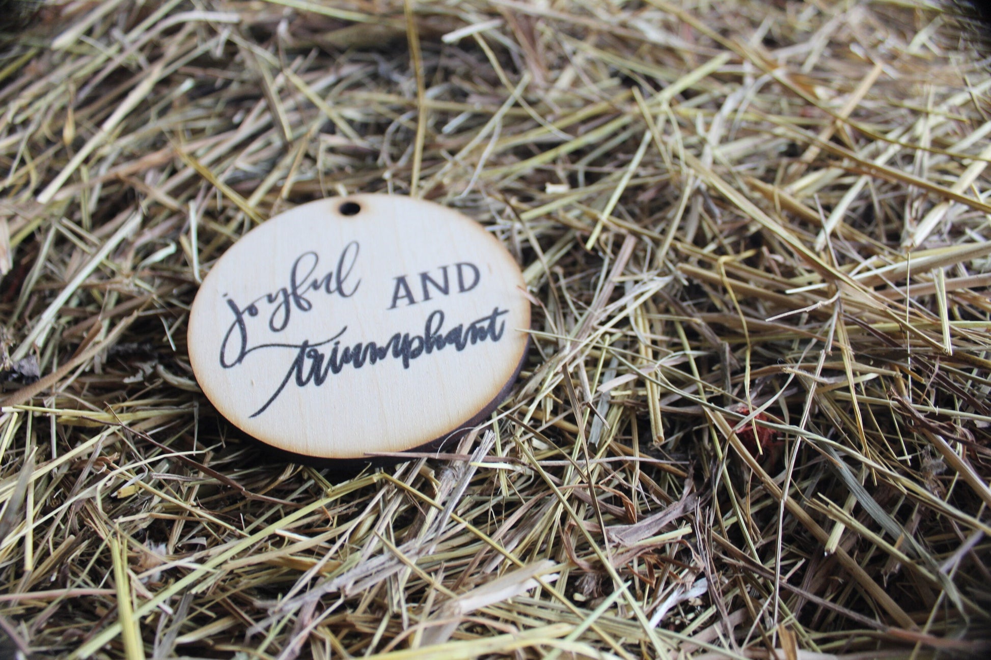 Joyful And Triumphant Gift Tag Christmas Ornament Christmas Trees Woodslice Holiday Christmas Carols O Come All Ye Faithful